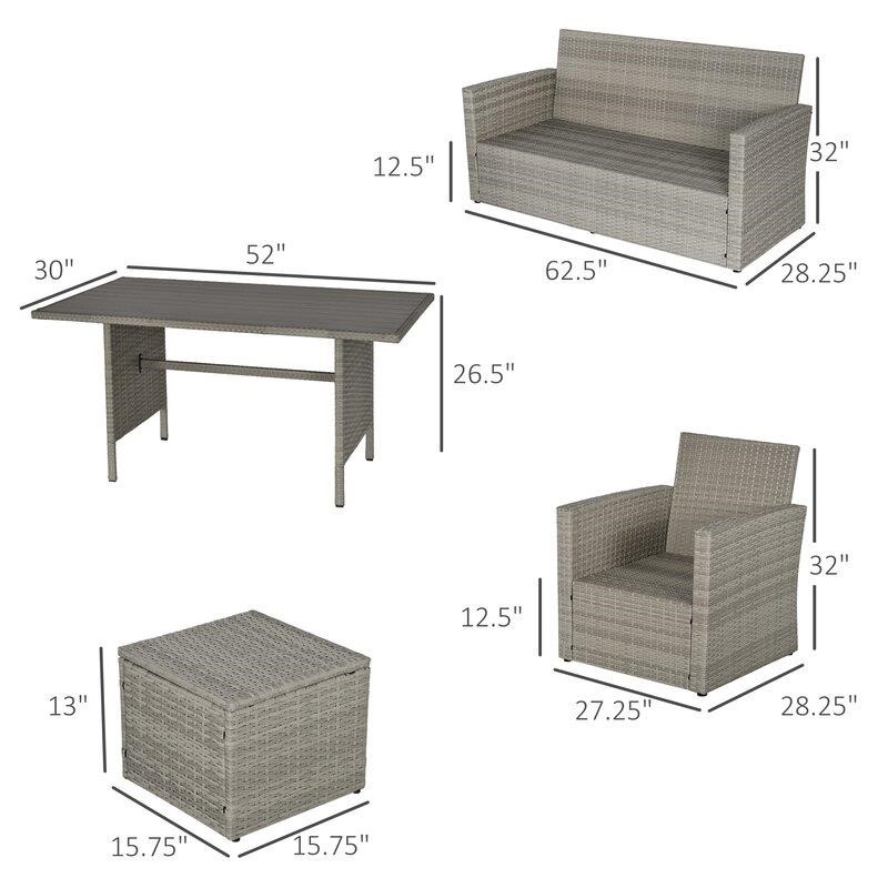 Wicker/Rattan 7 - Person Seating Group with Cushions