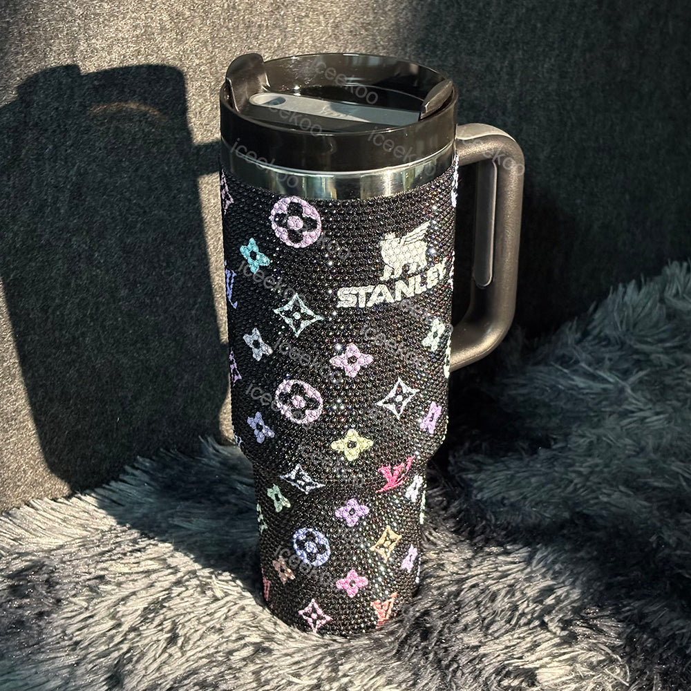 Black Diamond Edition Colorful Monogram 40oz Tumbler 🚢Free Shipping🚢