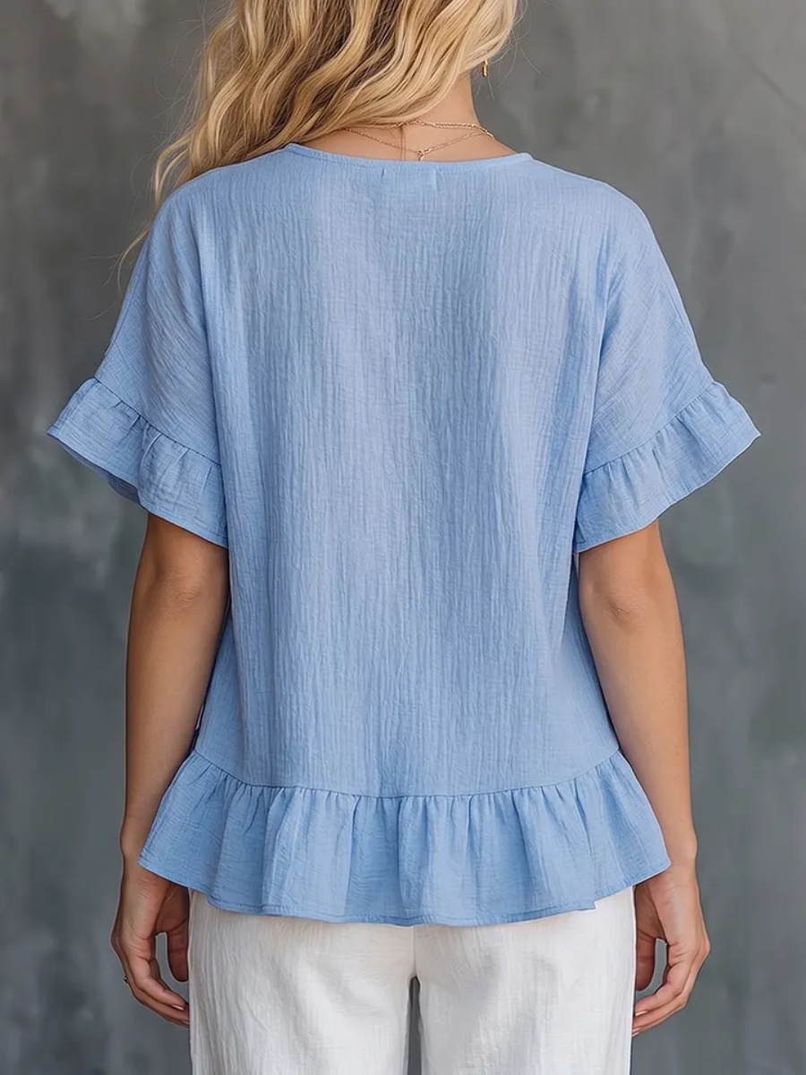 Women's Cozy Ruffled Cotton Shirt Top