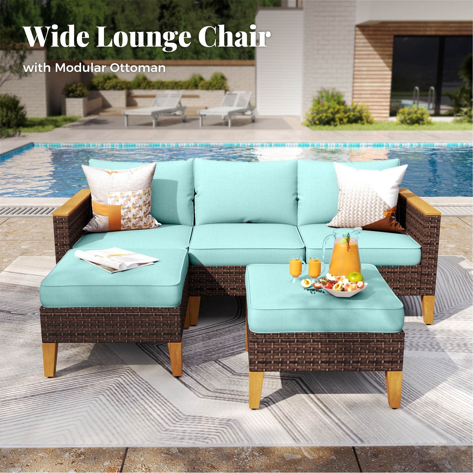 8-Piece Patio Outdoor Wicker Sectional Sofa Set, Large Seating Furniture Conversation Sets with Fire Pit Table