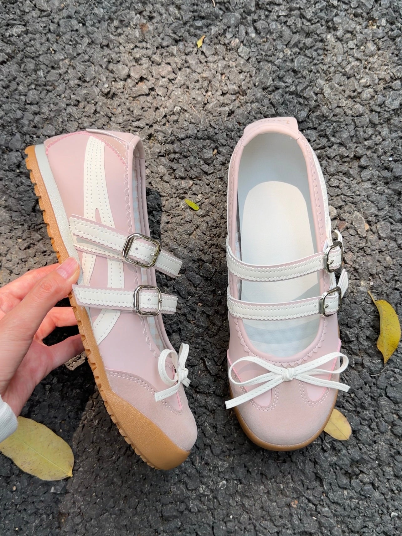 Girly Bowtie Strap Ballet Flat Shoes Mary Janes Low Top Cute Casual Lightweight Shoes