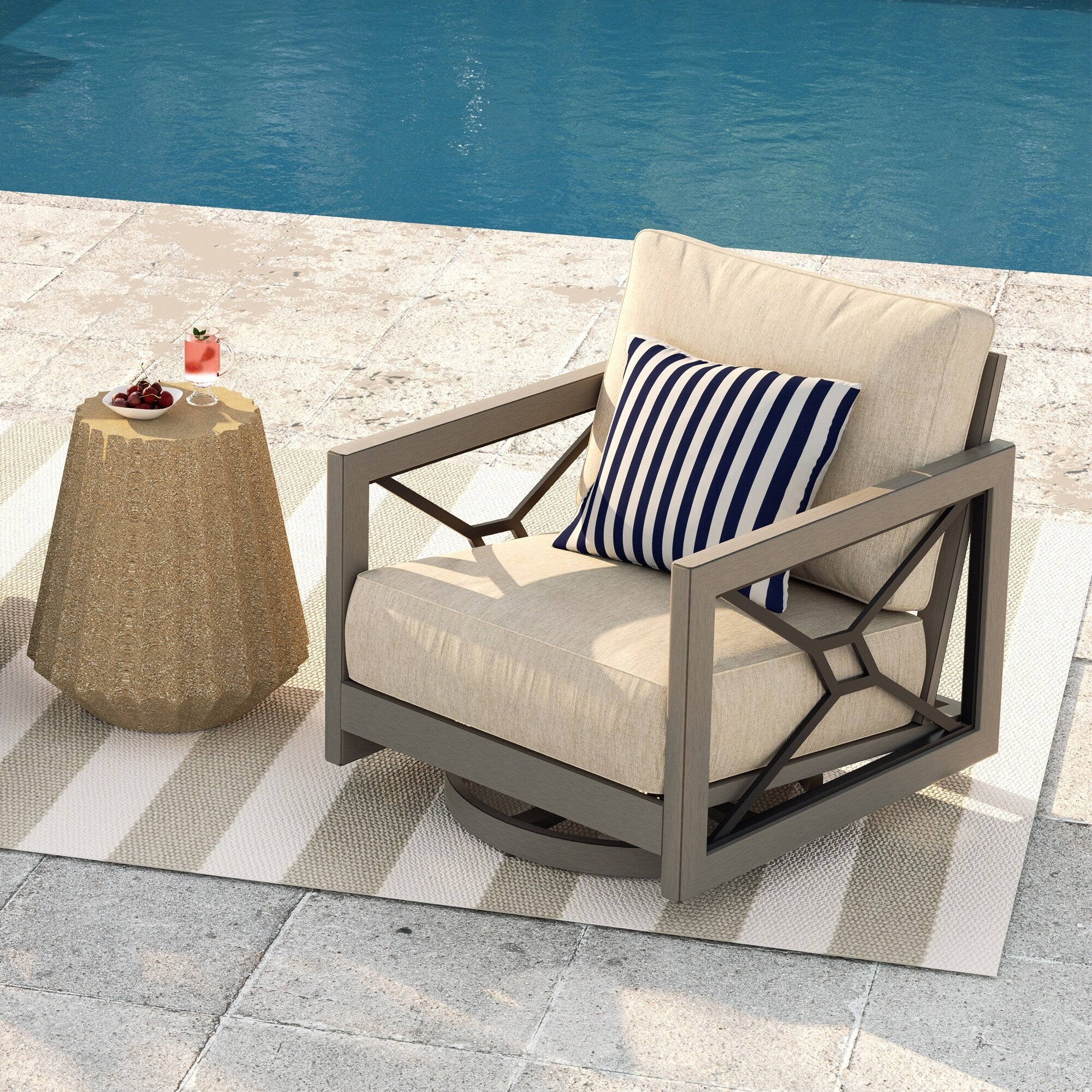 Outdoor Club Swivel Chair with Sunbrella Cushion