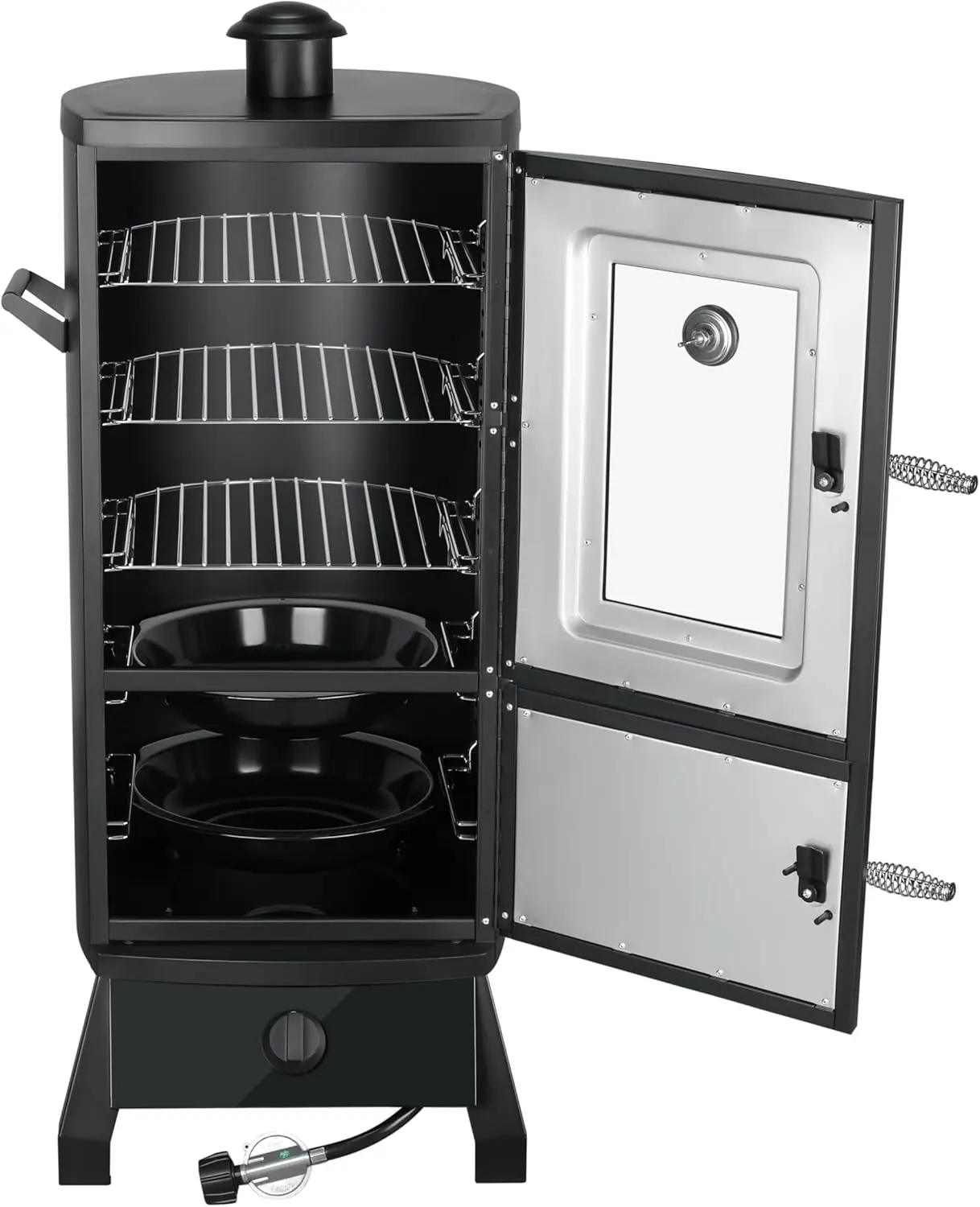 🔥🔥Last Chance Sale🔥Vertical Barbecue Smoker Set with Cover, Grills, 3 Removable Shelves, Temperature Control, Sturdy Alloy Steel Construction