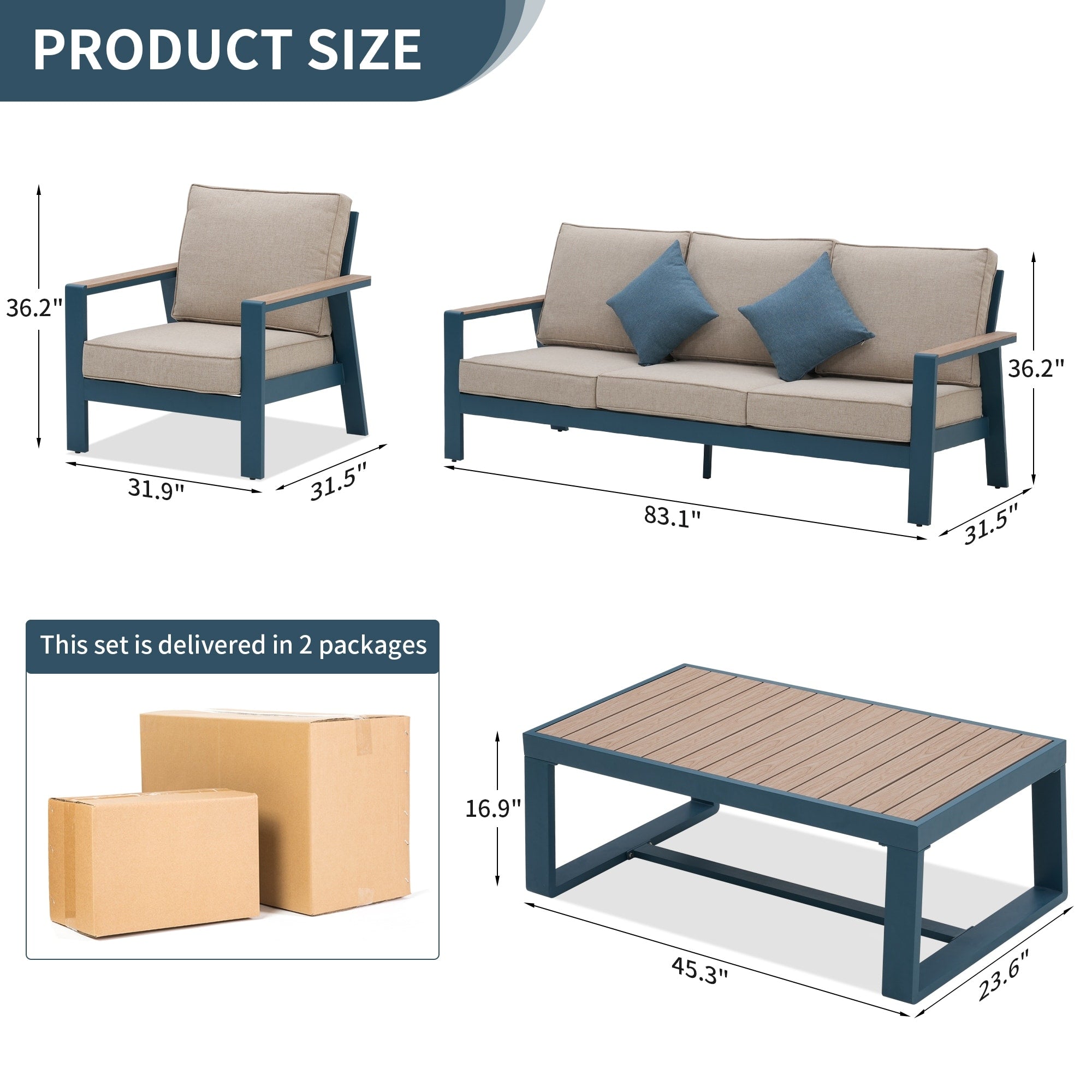 Zenova Aluminum Patio Conversation Sets,Outdoor Sofa Sets