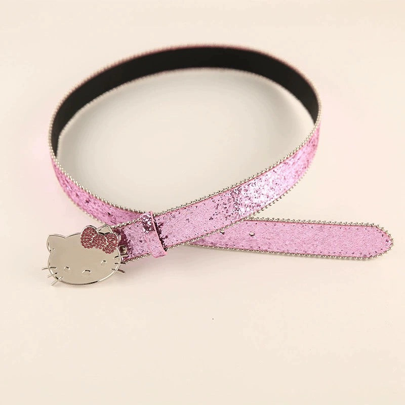 Hellokitty Rhinestone Belt Y2k Belt Cowgirl Leather Belt