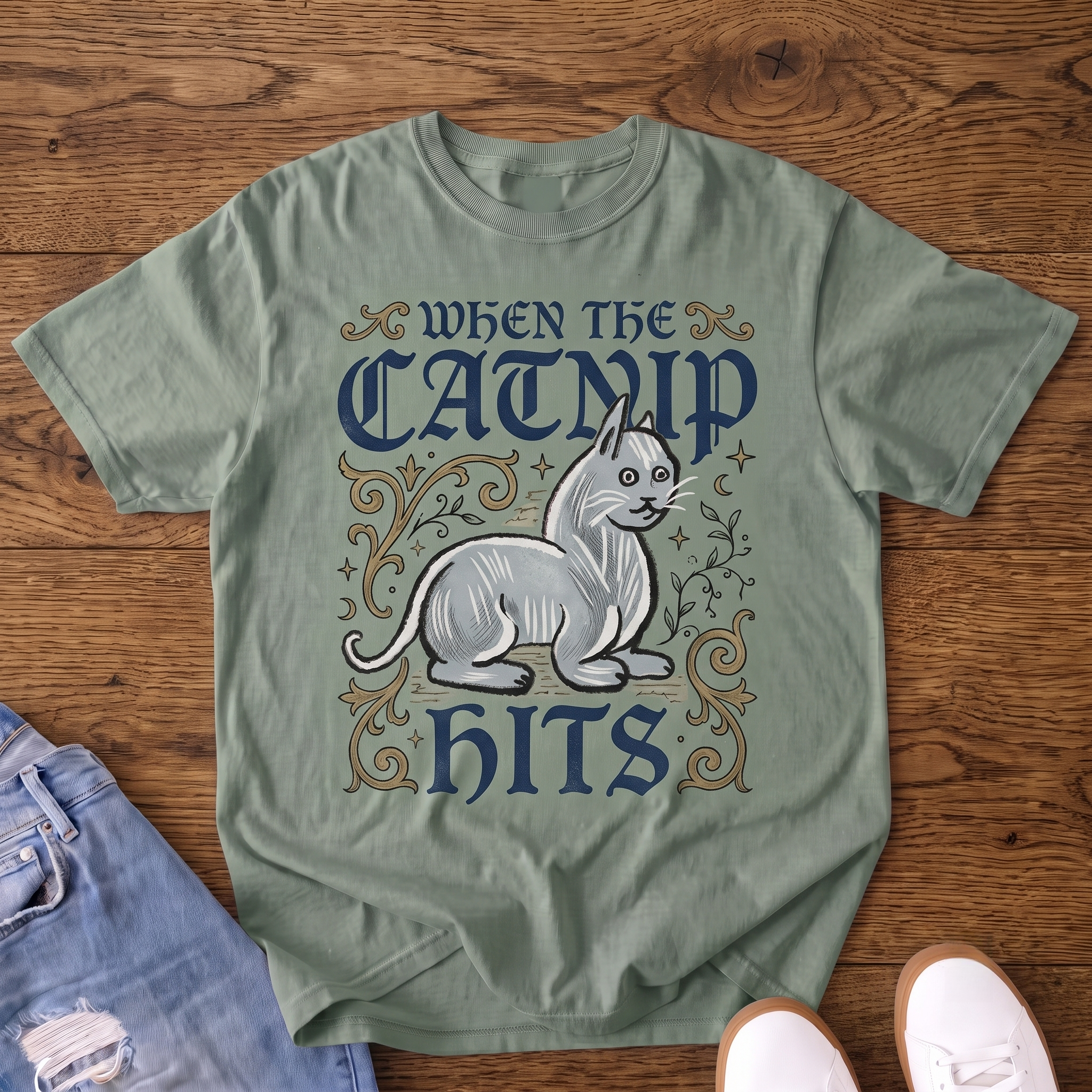 When the Catnip Hits Vintage Cat VintageT-shirt
