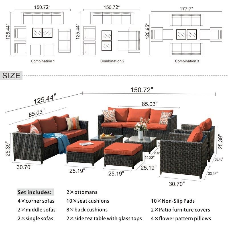 Cassville Wicker/Rattan 8 - Person Seating Group with Cushions