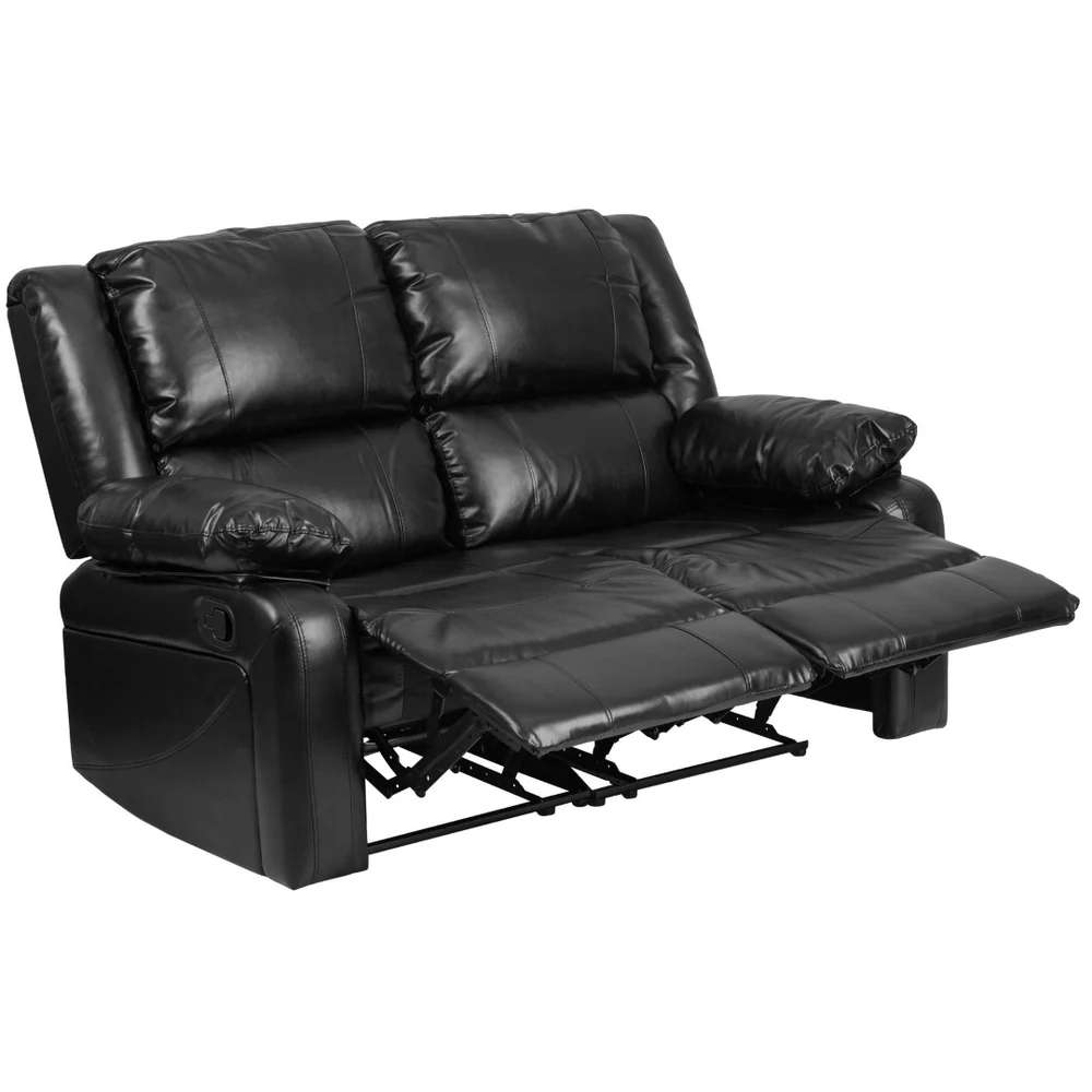 Harmony Series Reclining Loveseat with Plush Pillow-Back Cushions for Ultimate Comfort & Style - Black LeatherSoft