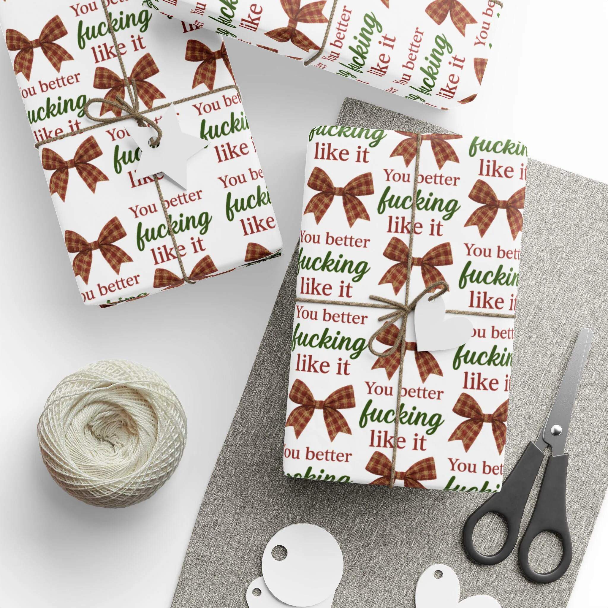 Funny Christmas Wrapping Paper | Sarcastic Plaid Bows