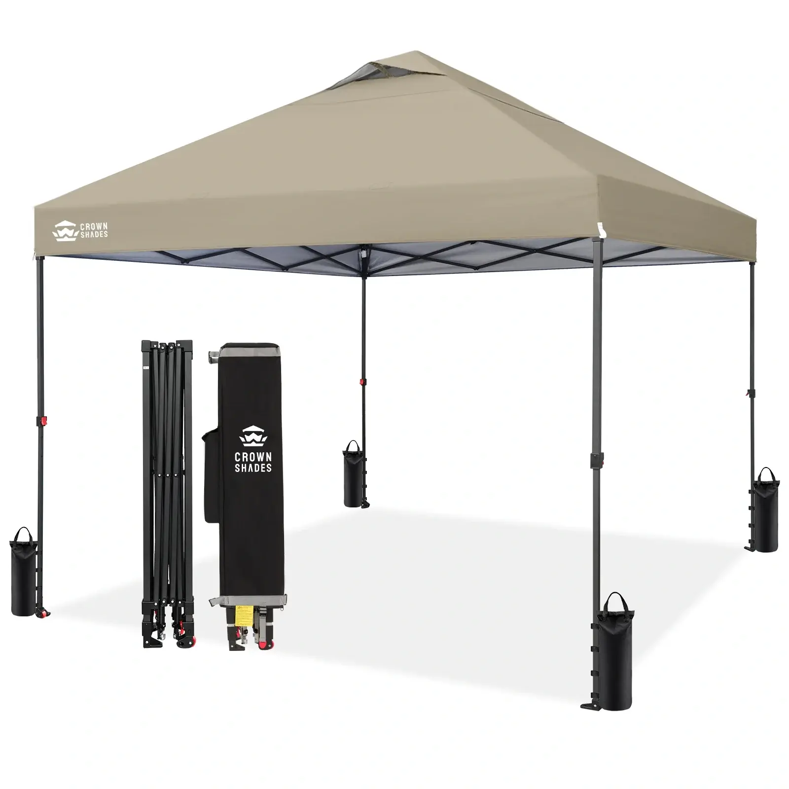 10x10 Pop Up Canopy - Patented Center Lock One Push Instant Outdoor Canopy Beach Tent with STO-N-Go Bag 8 Stakes & 4 Sand Bags
