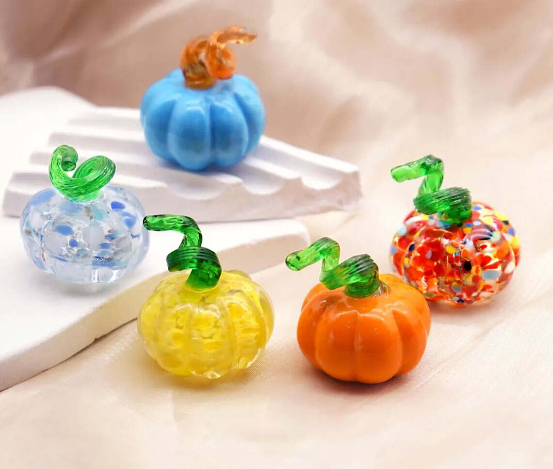 Handmade Glass Pumpkin Figurine