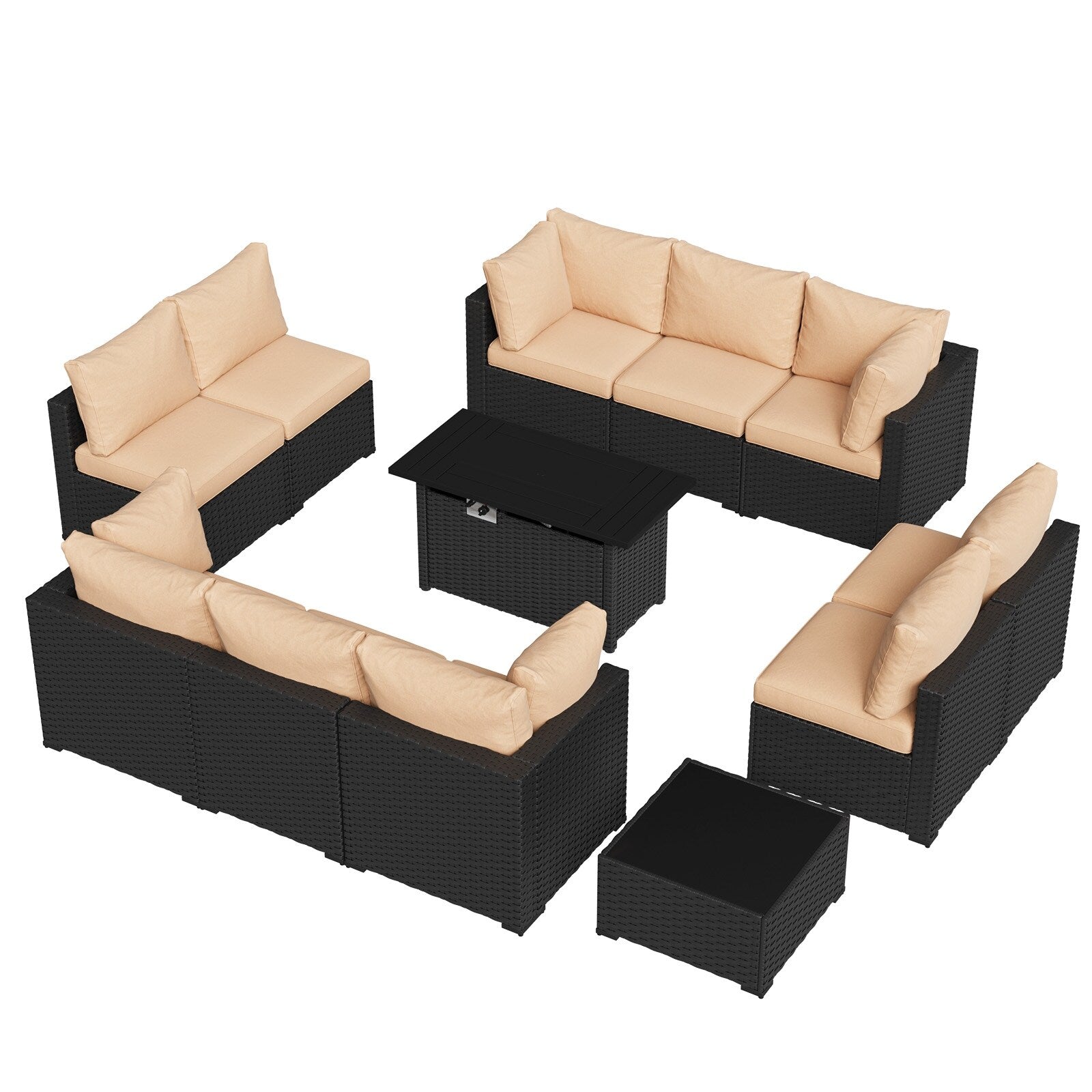 Wicker Rattan Patio Sectional Sofa Set