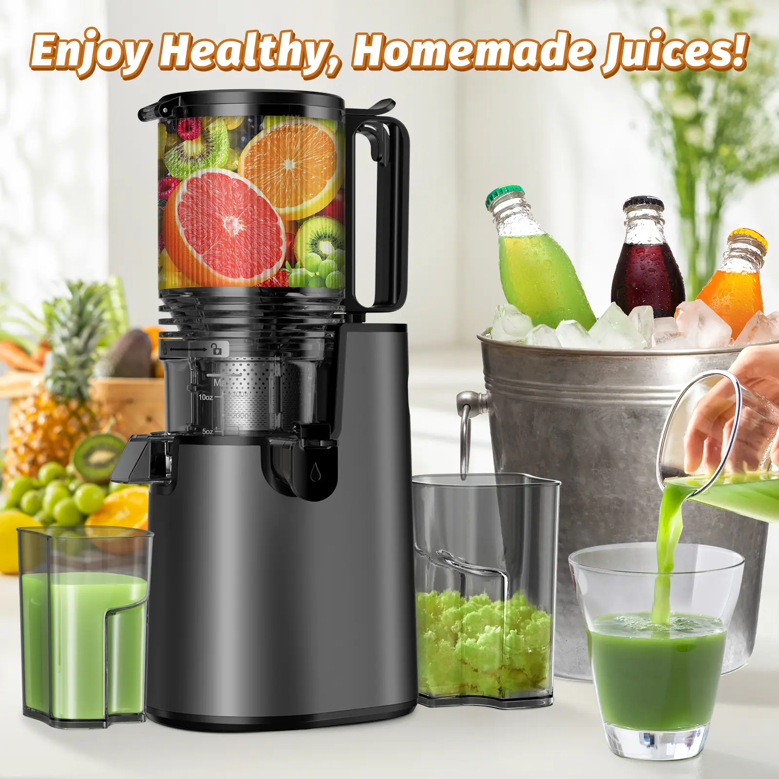 🔥 350W Cold Press Juicer – High Juice Yield, Easy Clean & Fresh Healthy Juice Every Day! 🍊🥬