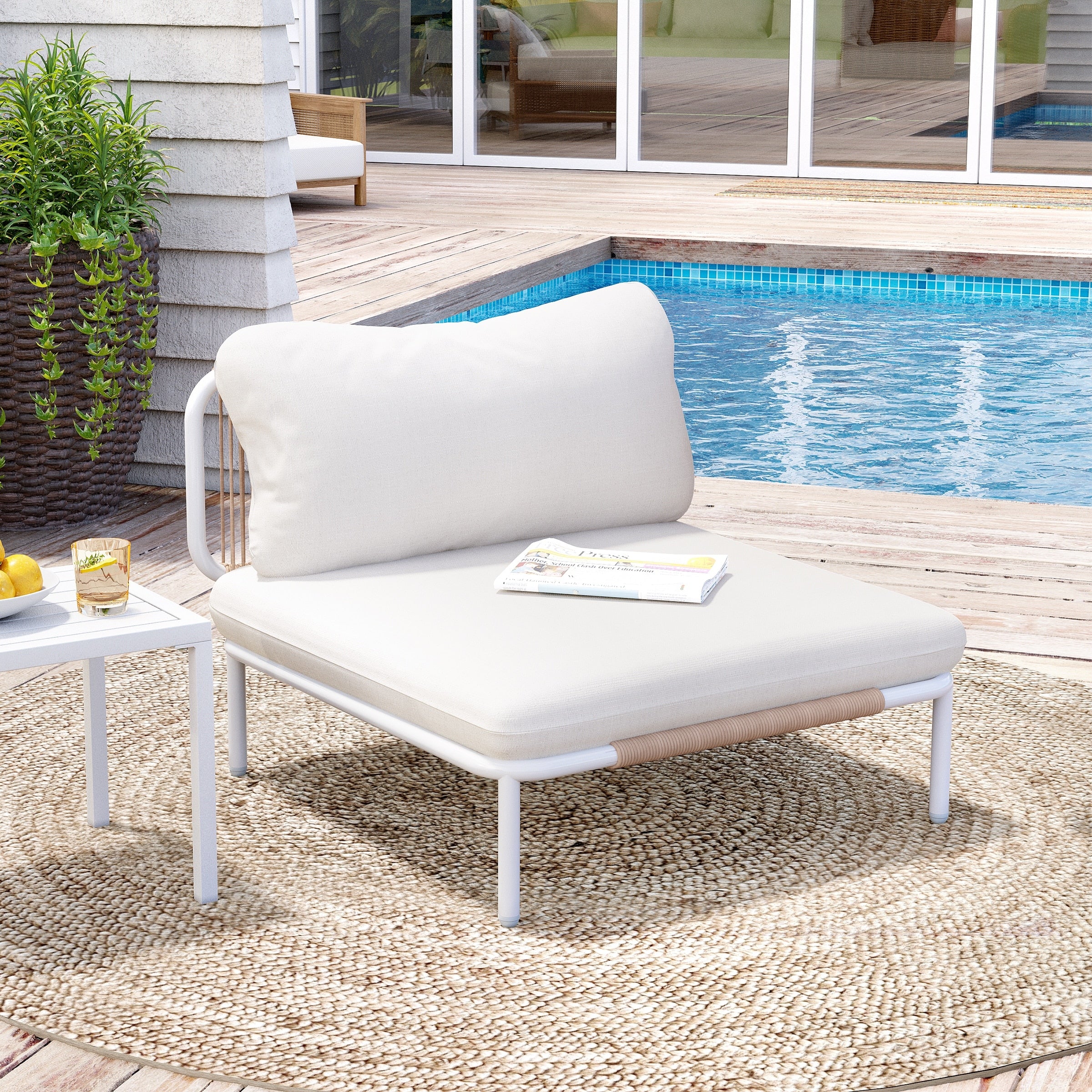 Outdoor Cushioned Sectional Sofa Chat Set Patio Furniture Conversation Set, Free Combination