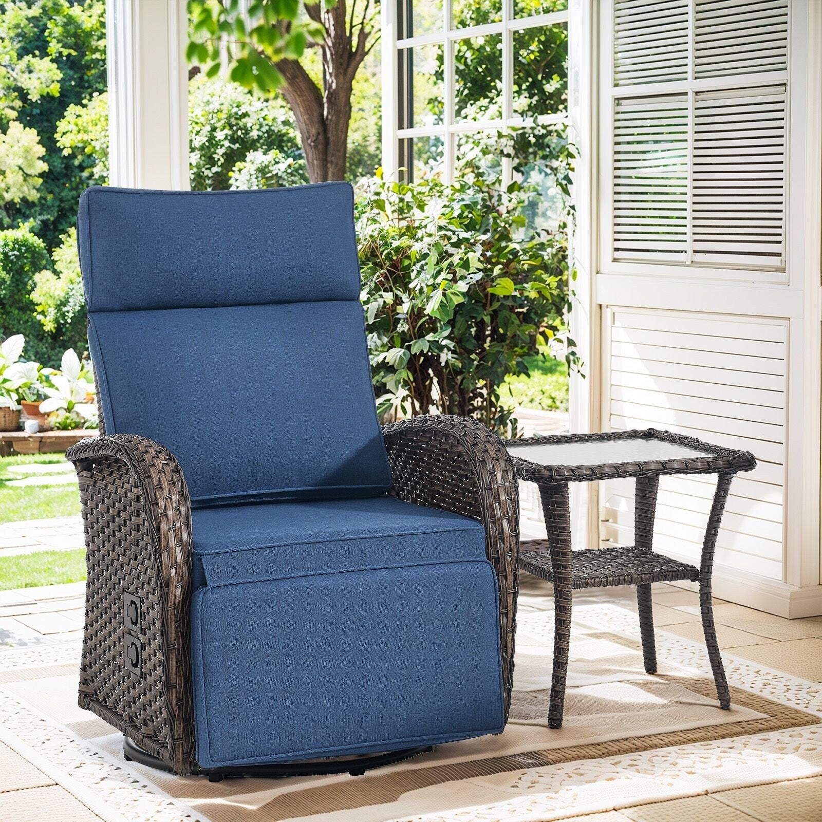 Pocassy Reclining Patio Chair with Adjustable Backrest