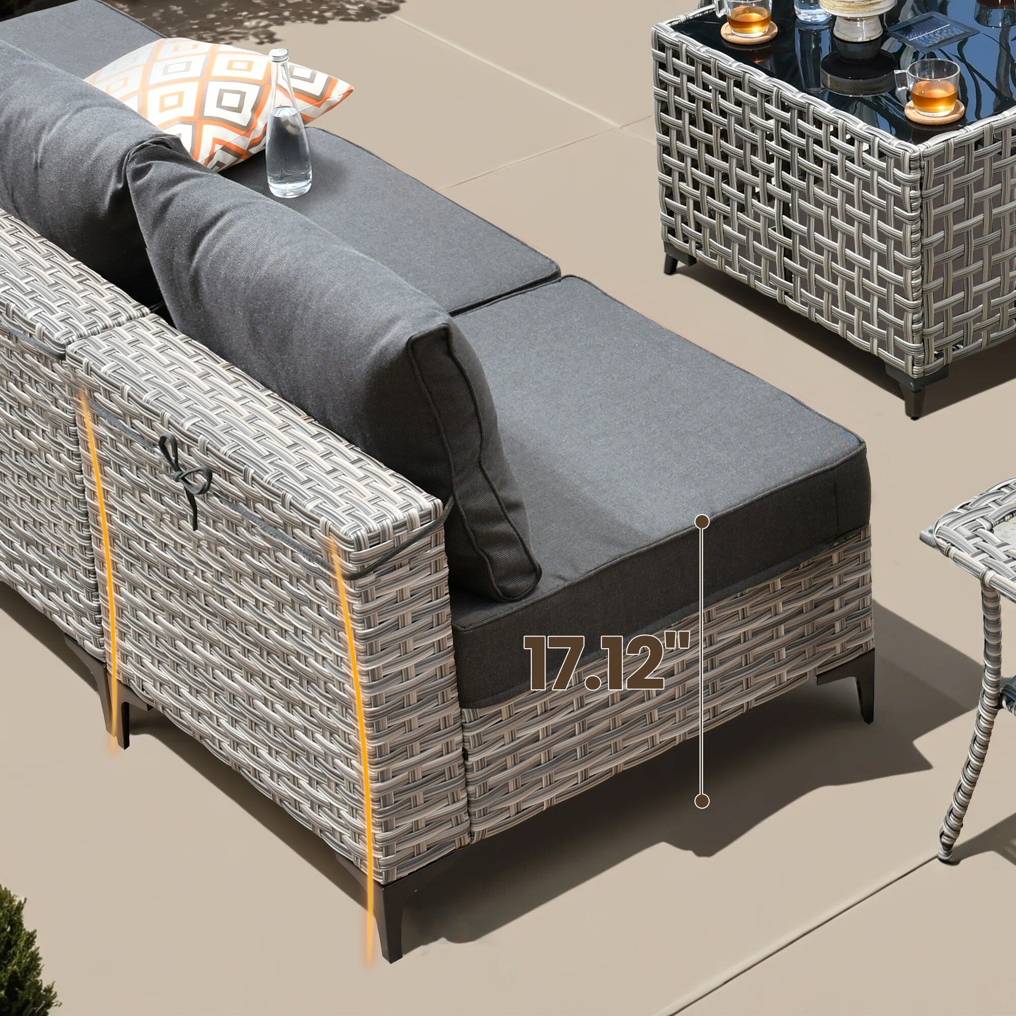 XIZZI 10-piece Patio Furniture Wicker Sectional Set with Swivel Chair