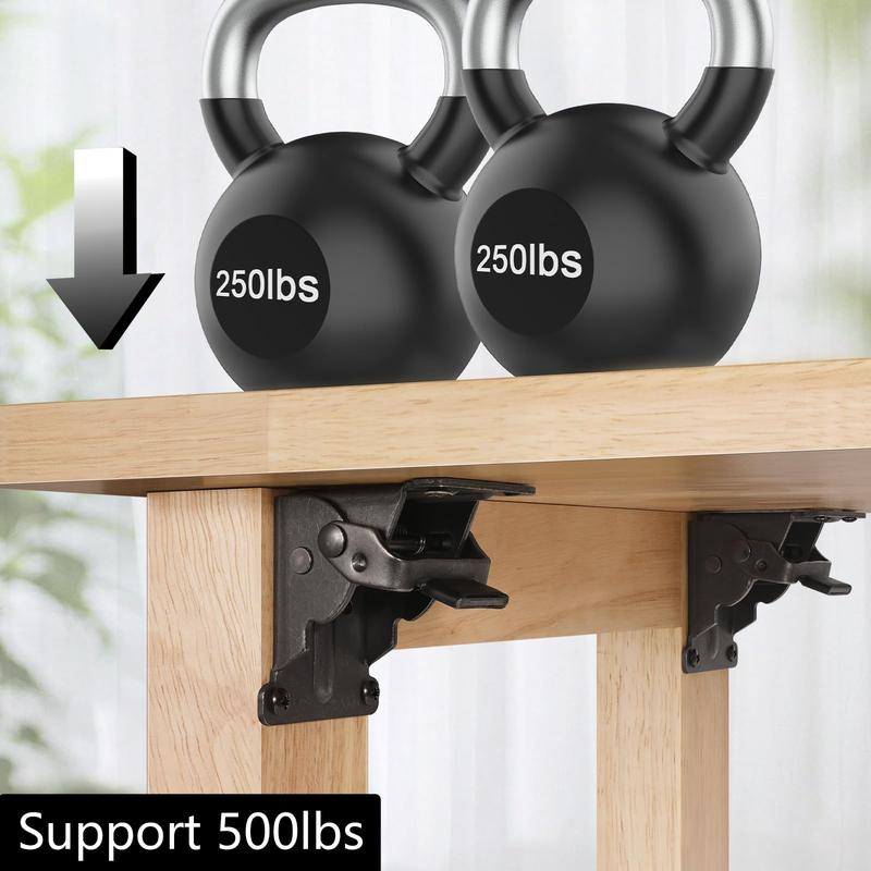 Heavy-duty folding brackets with 90° locking - space-saving steel hinges