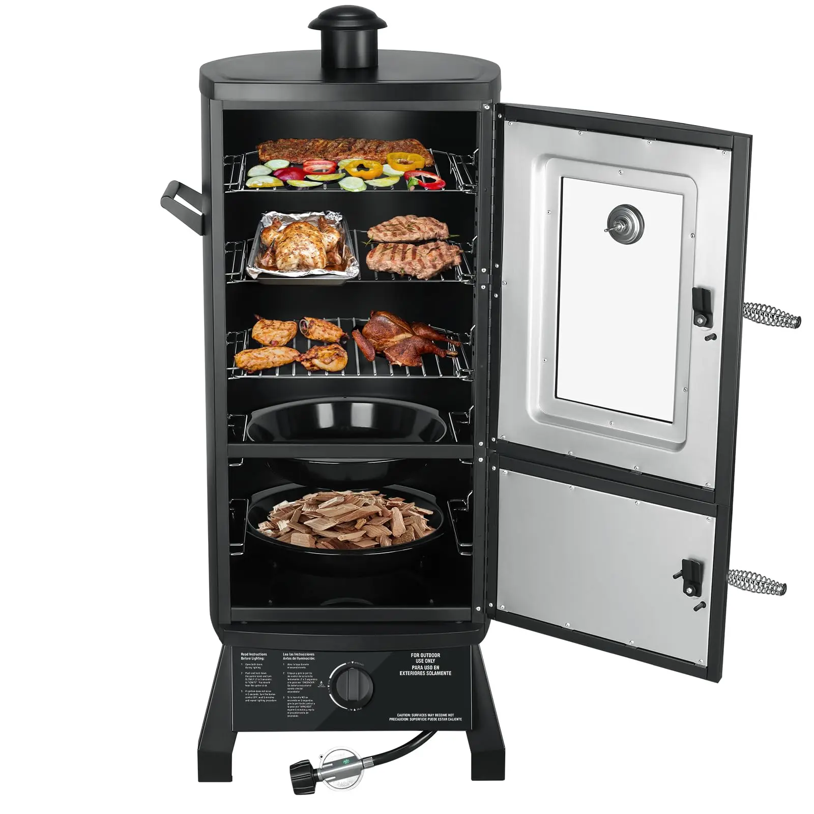 🔥🔥Last Chance Sale🔥Vertical Barbecue Smoker Set with Cover, Grills, 3 Removable Shelves, Temperature Control, Sturdy Alloy Steel Construction