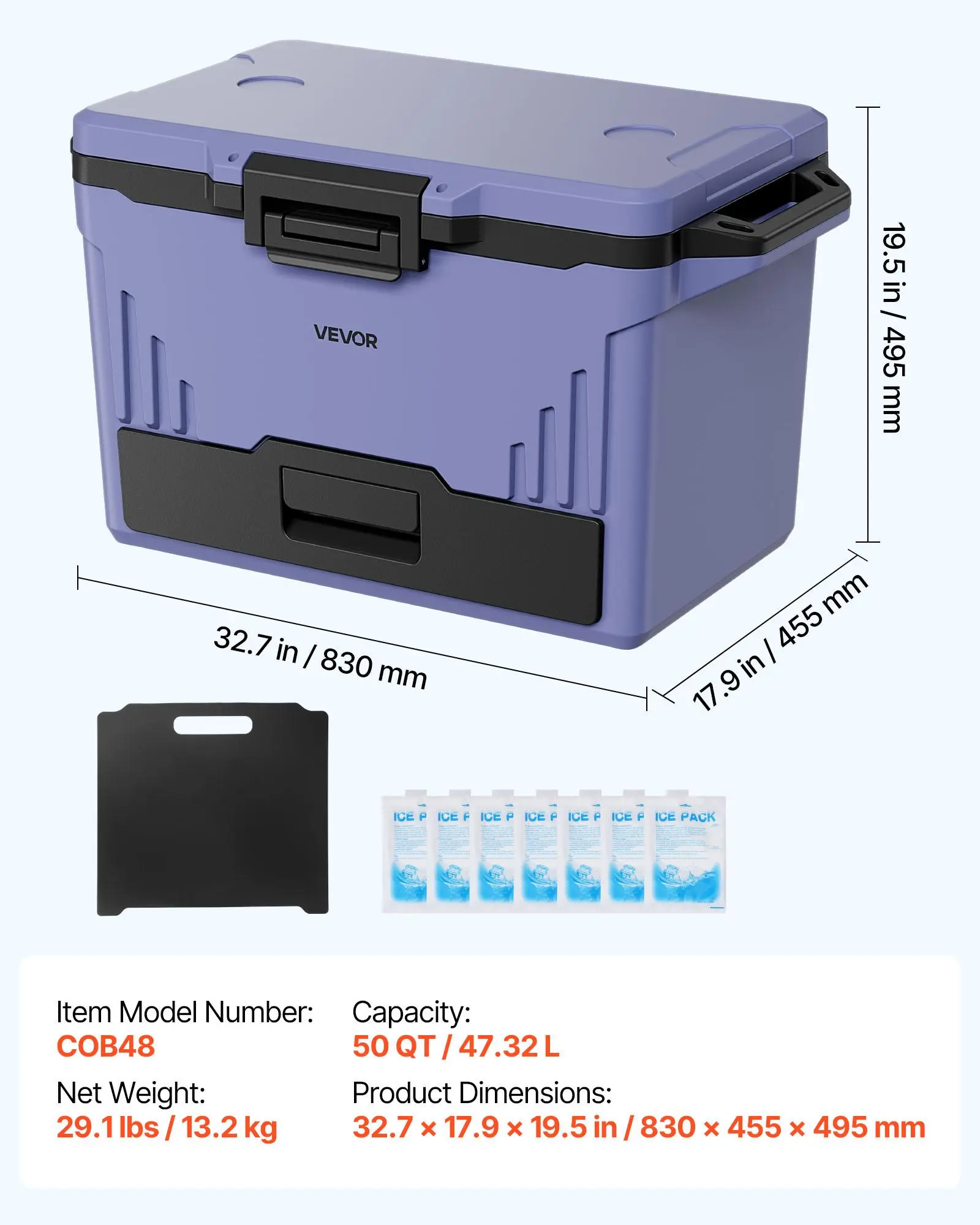 50QT Portable Hard Cooler for Camping