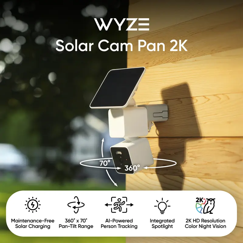 Battery Solar Powered 2K HD WDR Security Camera