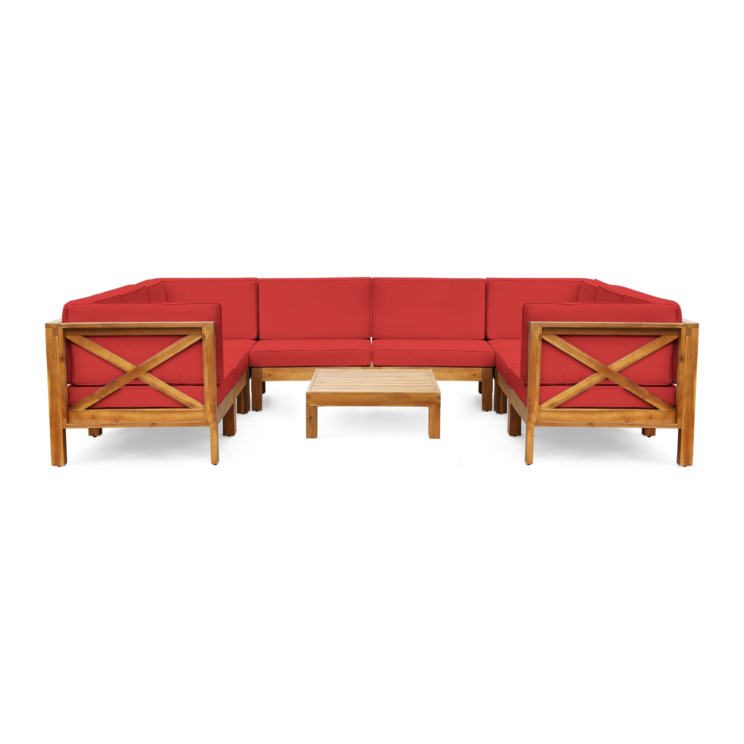 Brava Acacia Wood Outdoor Sectional Sofa by Christopher Knight Home