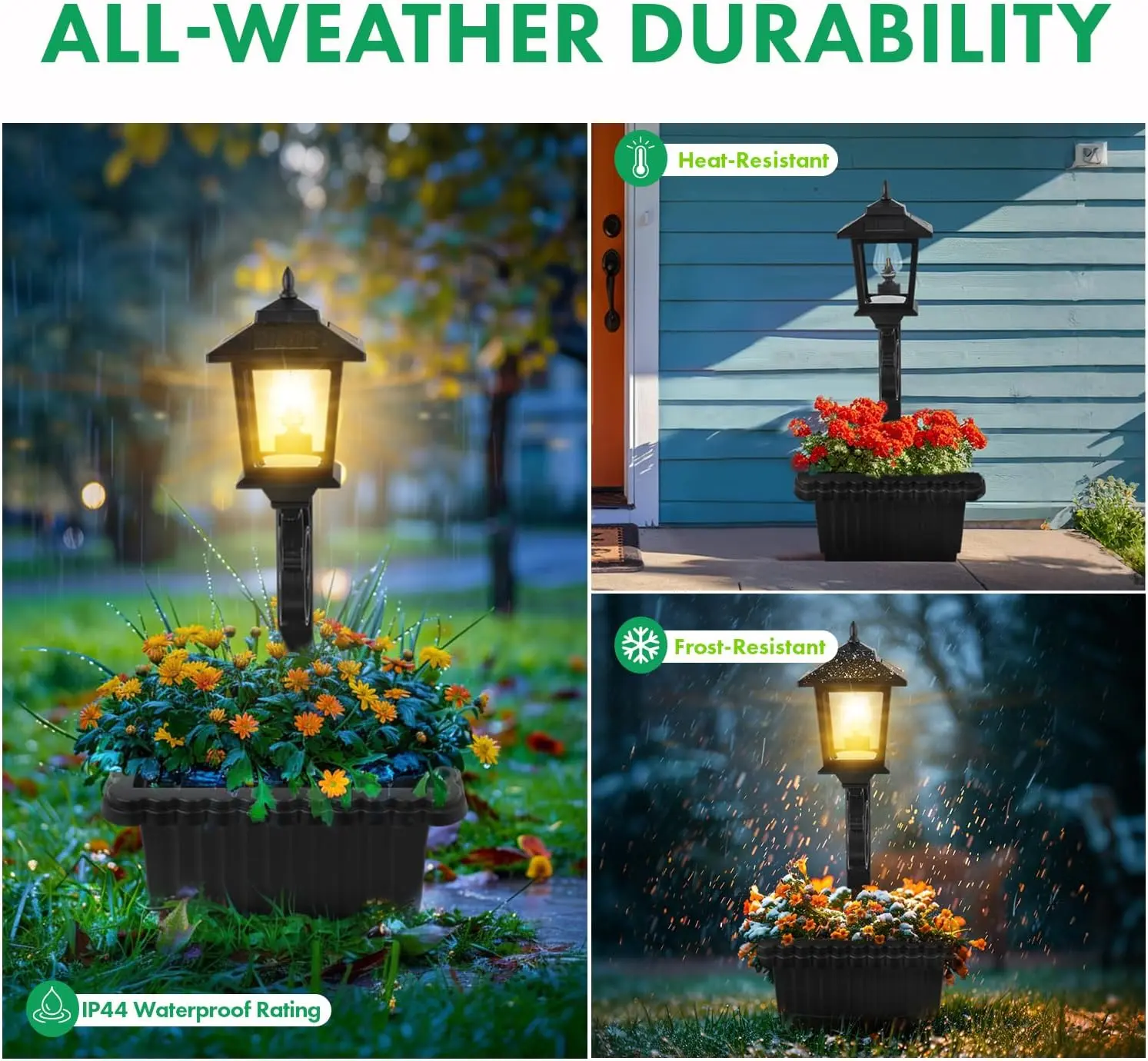 Hoodink Solar Lamp Post Light with Planter Waterproof Outdoor Patio Decor