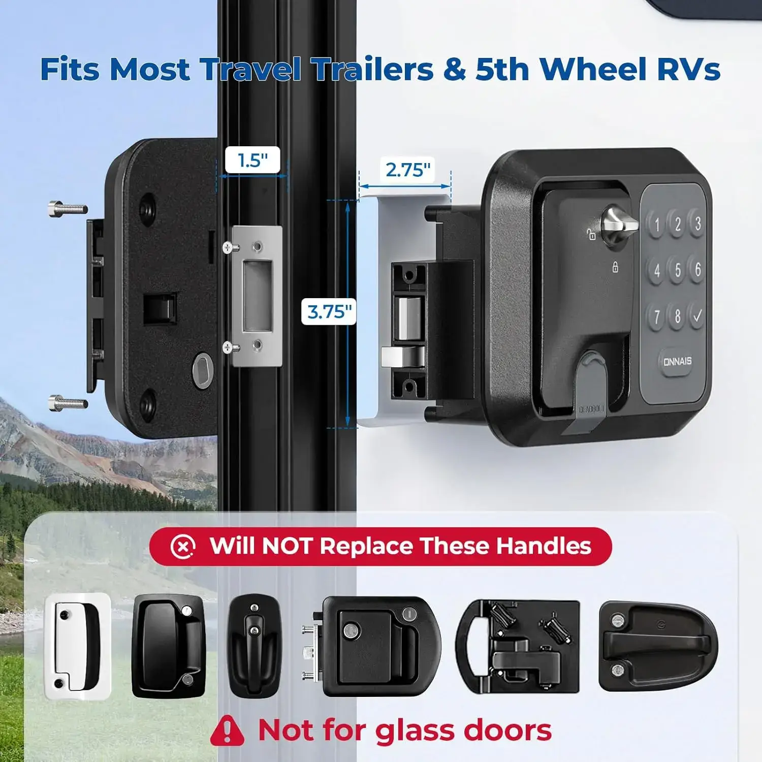 RV Keyless Entry Door Lock - 3-in-1 with Full Metal Security