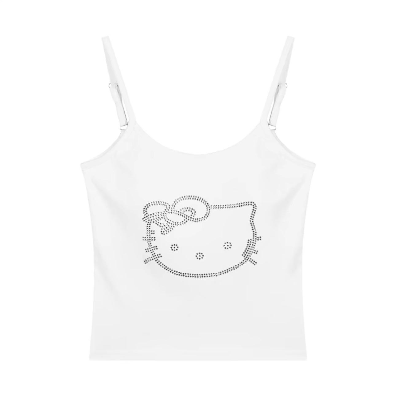Hellokitty Rhinestone Camisoles Tops with Built in Padded Bra Tank Top
