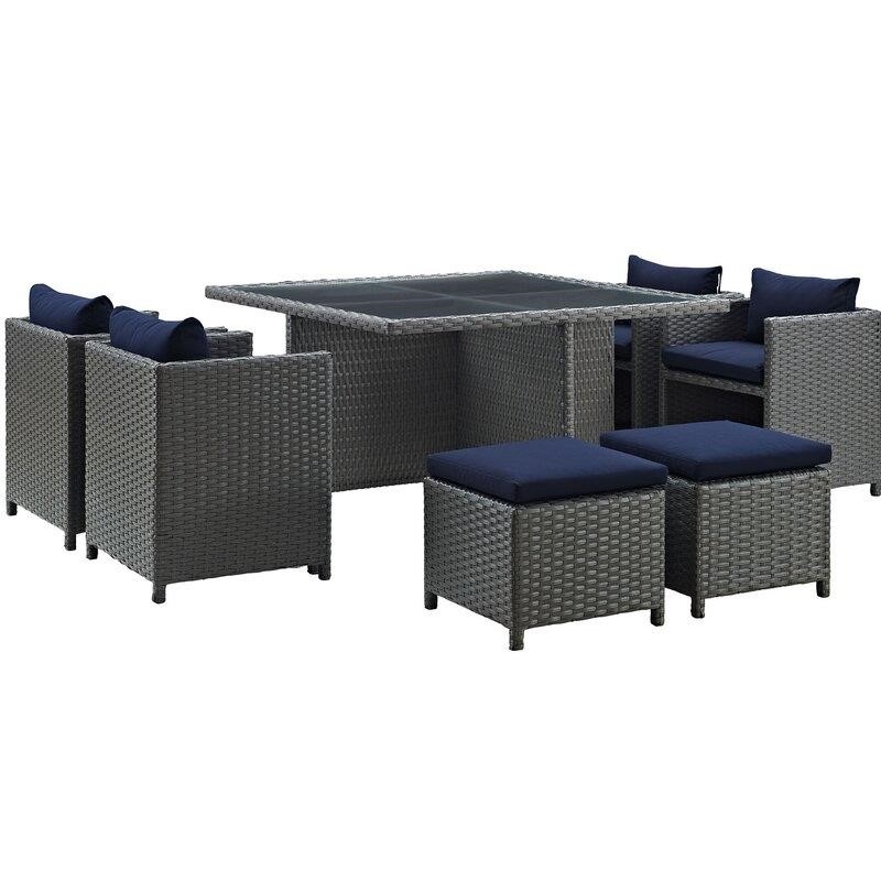 Tripp Square 6 - Person 52.5'' Long Dining Set with Cushions