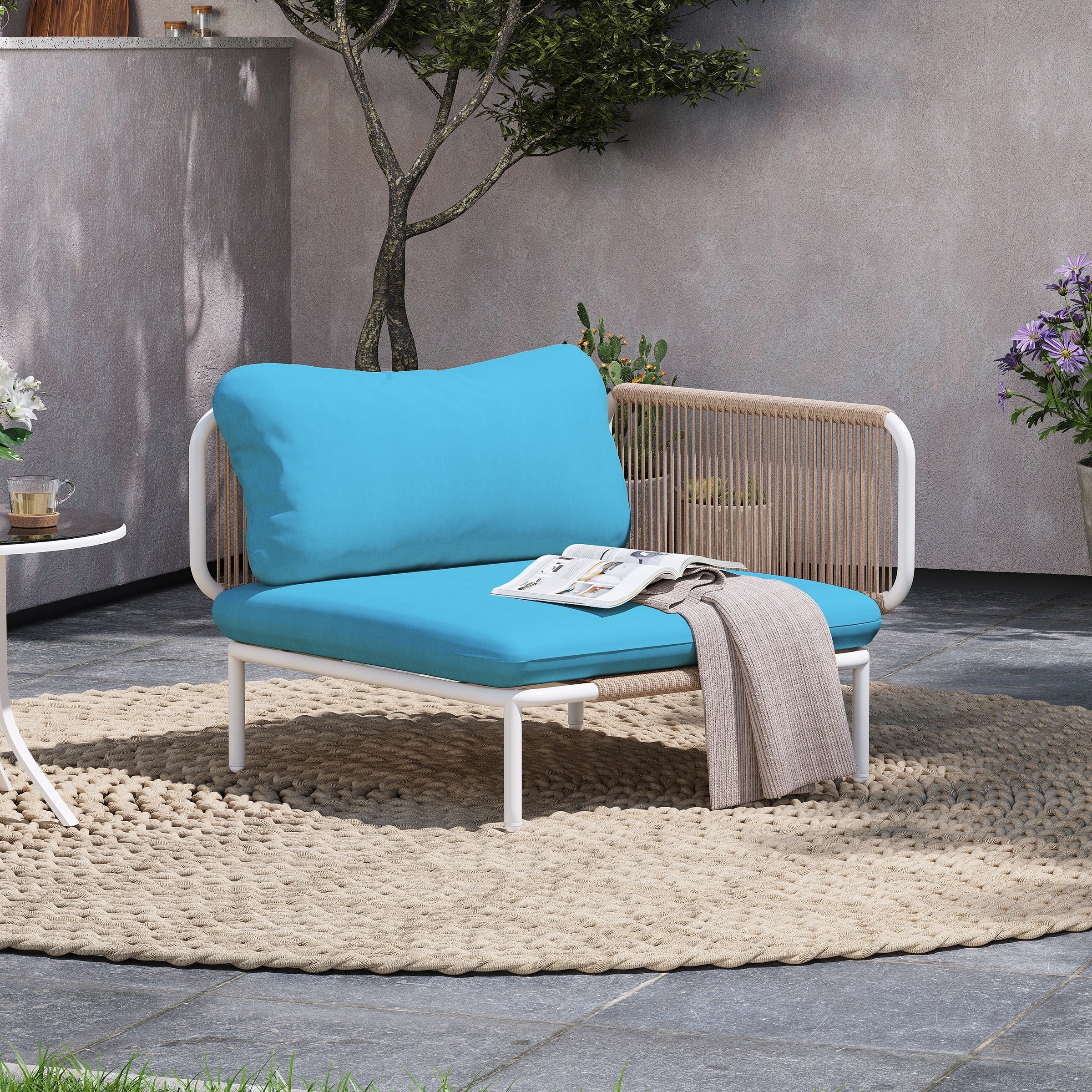 Outdoor Cushioned Sectional Sofa Chat Set Patio Furniture Conversation Set, Free Combination