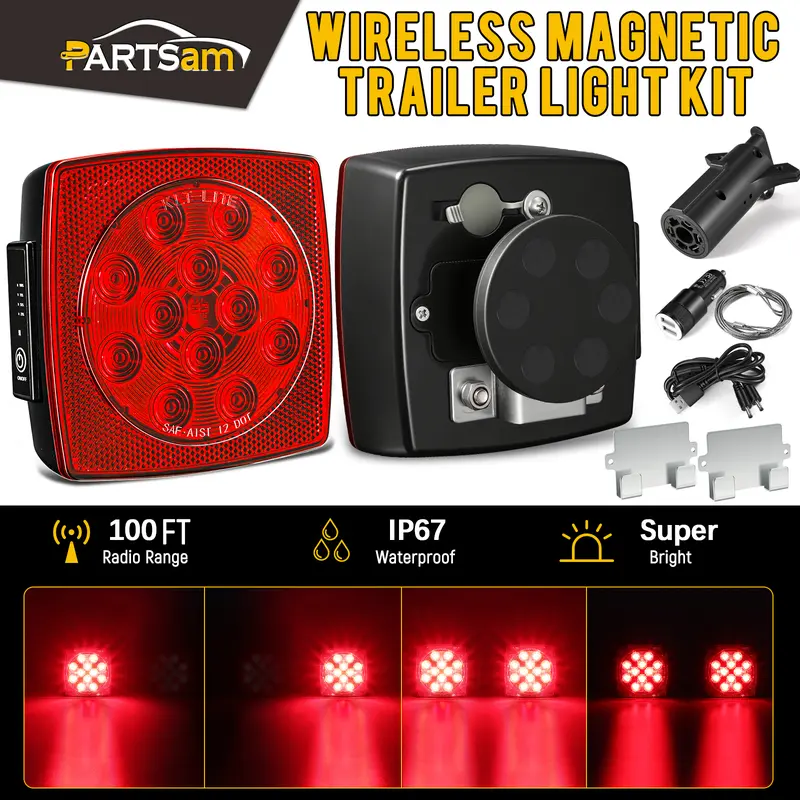 Partsam Wireless Magnetic Trailer Lights Kit for Trucks and Trailers