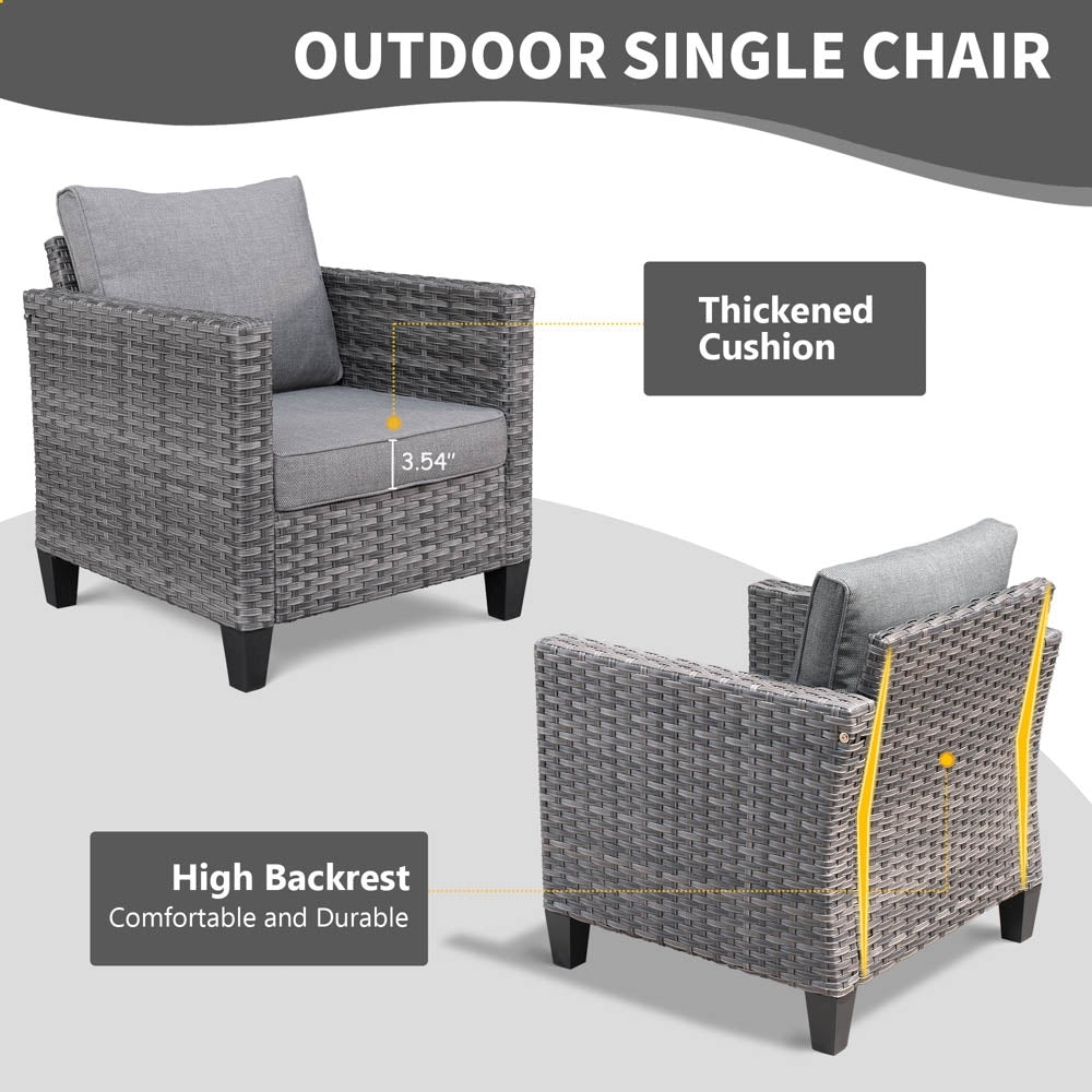 OVIOS 8-piece Patio Wicker Conversation Furniture Set with Swivel Chairs