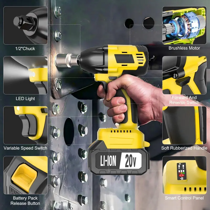 🛠️ Special Offer — 4-in-1 Brushless Cordless Tool Kit with Drill, Rotary Hammer, Grinder & Impact Wrench + 3 × 4.0Ah Batteries 🔋