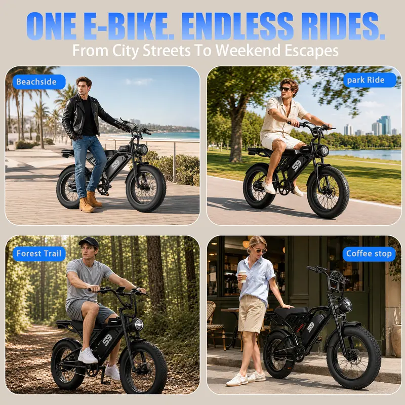 🔥Last Chance Sale🔥Electric Bike for Adults S9 1500W Peak 20 Fat Tires (Black)