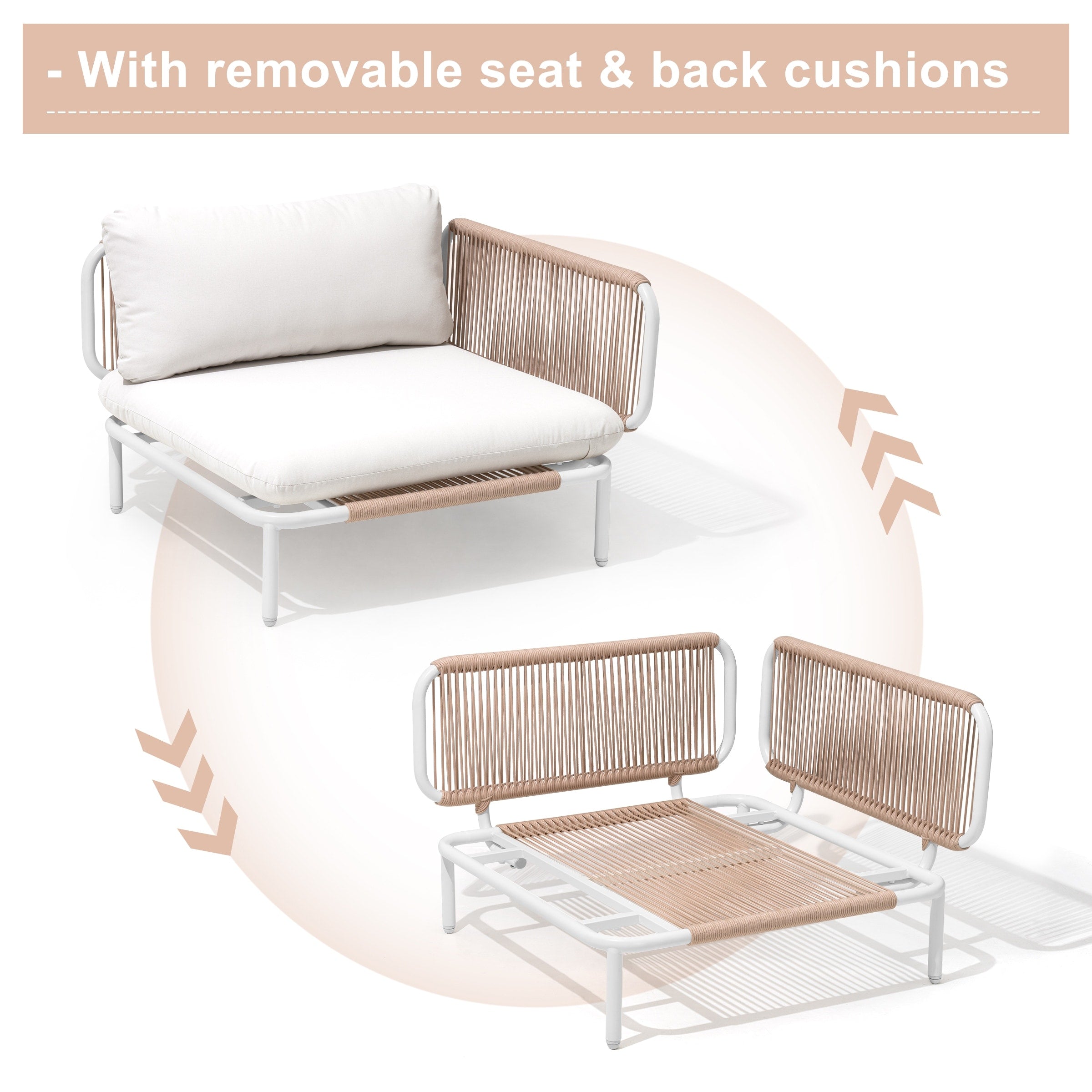 Outdoor Cushioned Sectional Sofa Chat Set Patio Furniture Conversation Set, Free Combination
