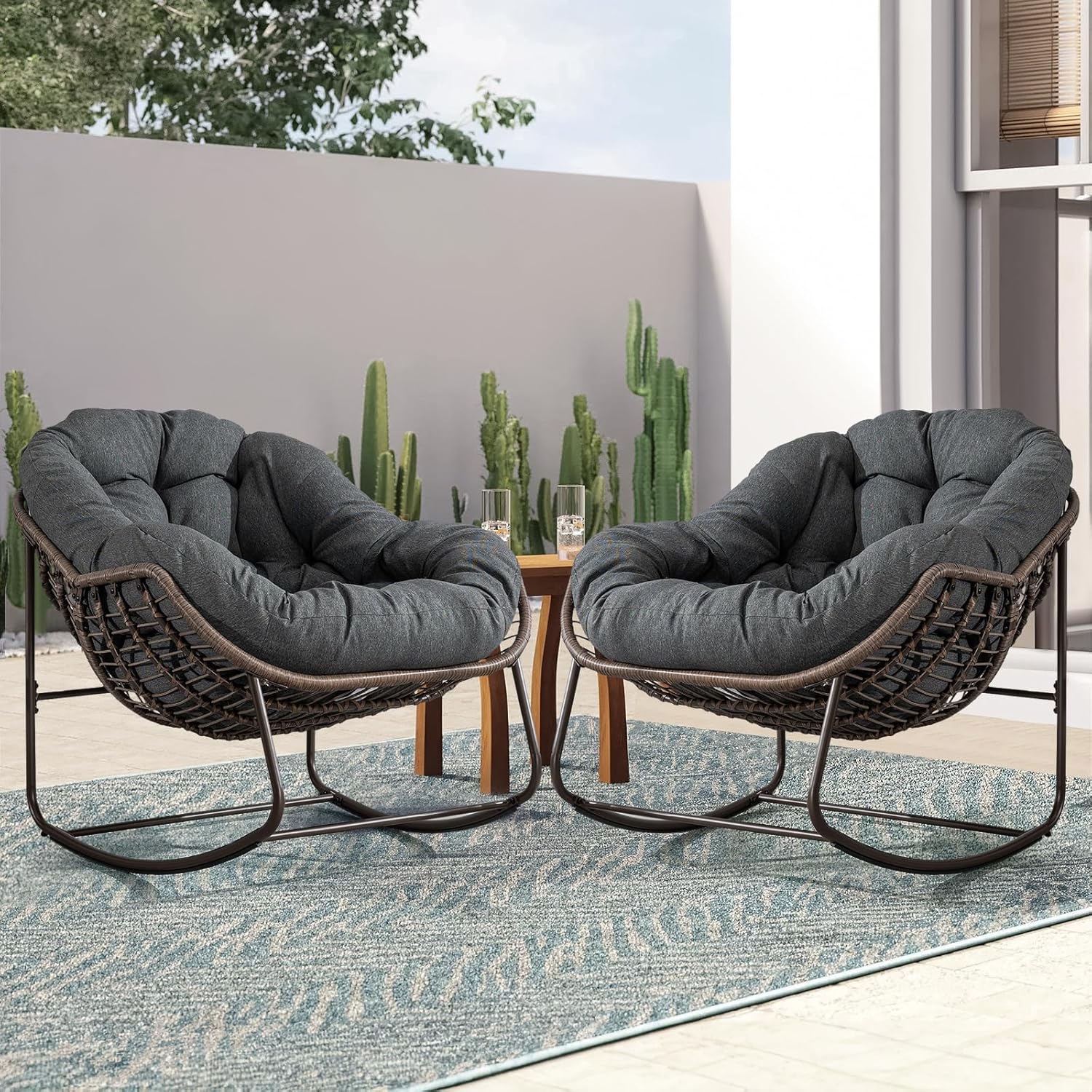 Oversized Outdoor Egg Rocking Chair with Thick Cushion – Comfortable Patio & Indoor Lounge Seating Clearance Sale