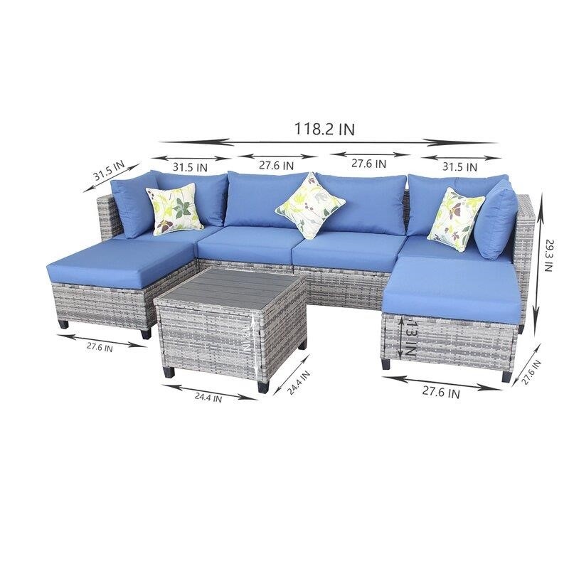 Chayden Wicker/Rattan 6 - Person Seating Group with Cushions