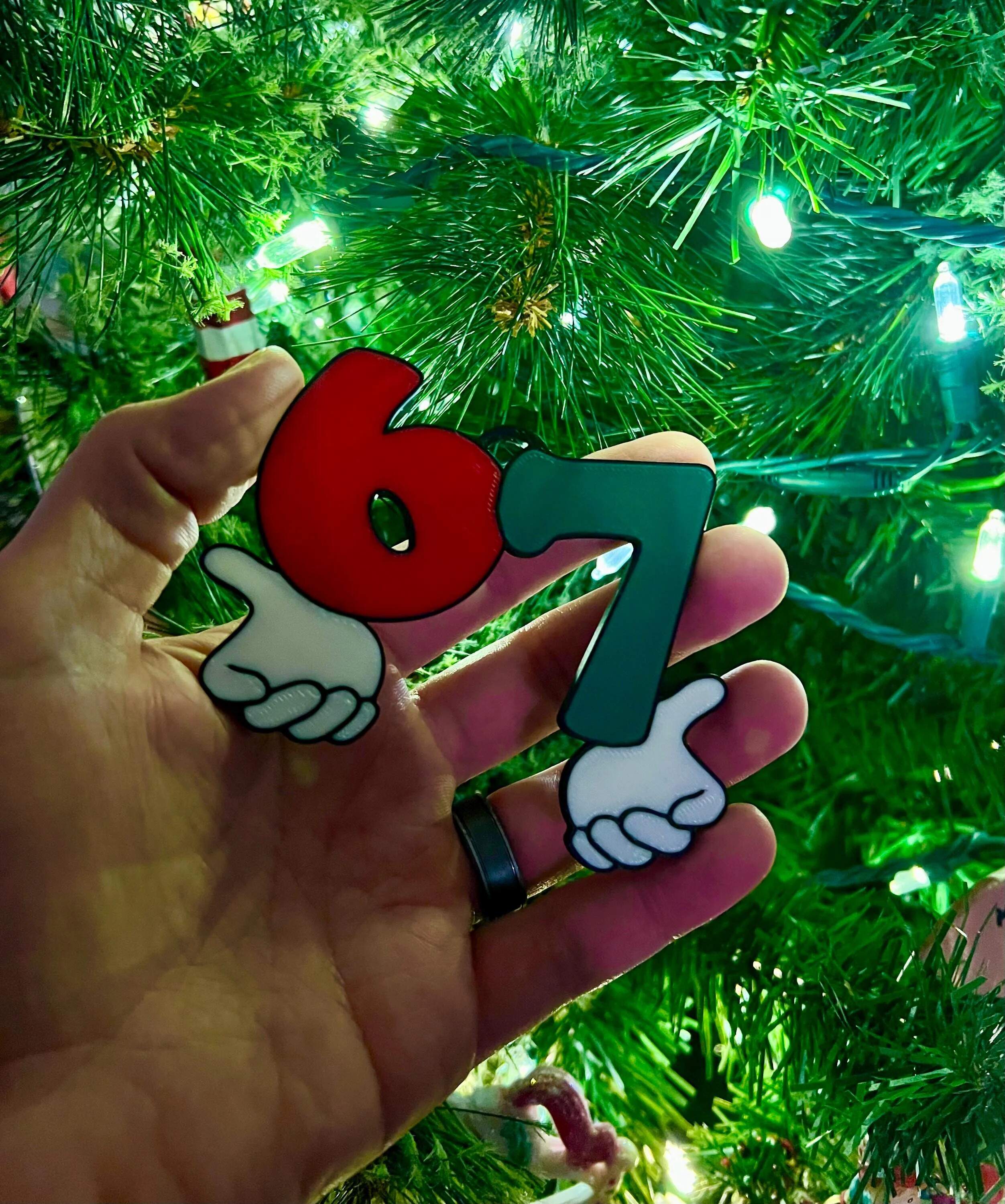 Funny “6-7” Hand Gesture Ornament