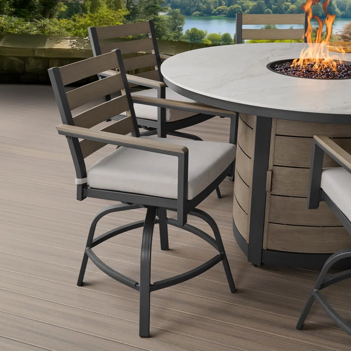 7-piece Fire Outdoor Patio High Dining Set