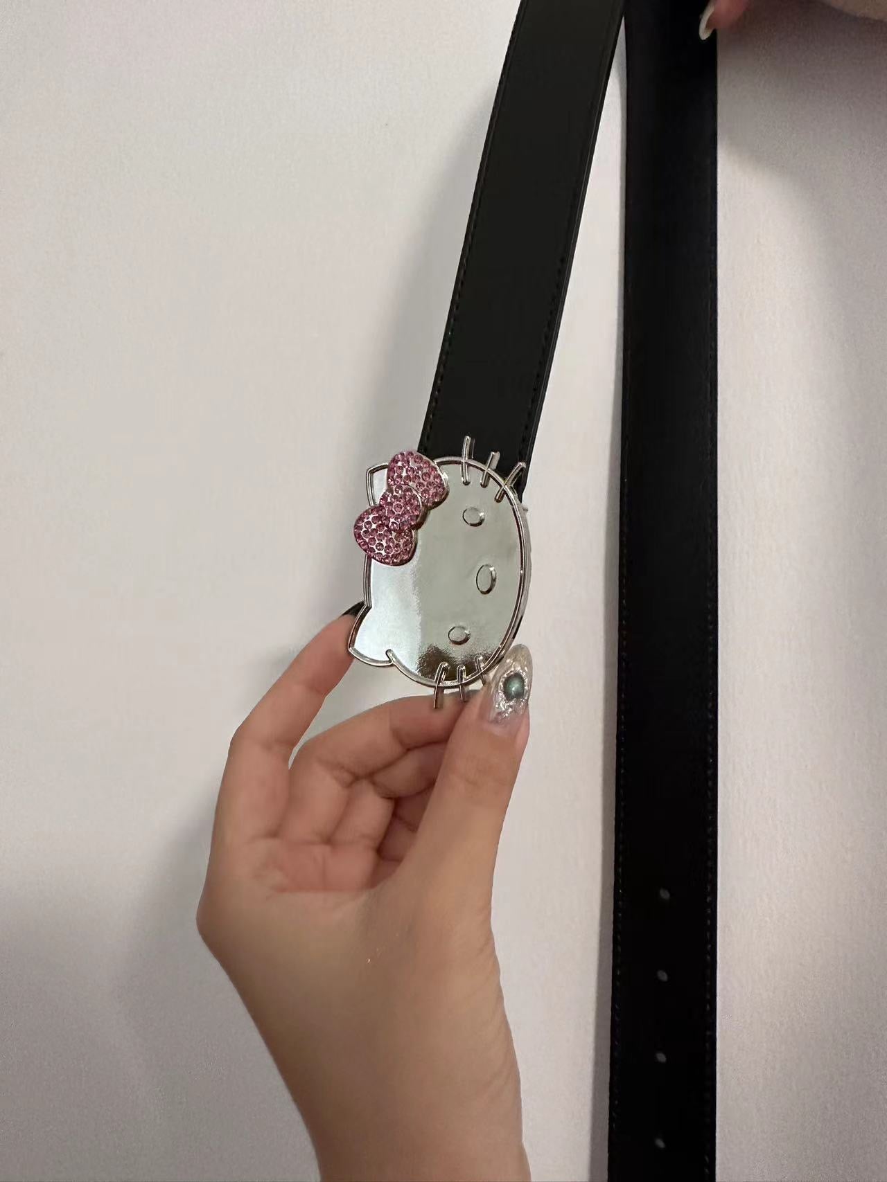 Hellokitty Rhinestone Belt Y2k Belt Cowgirl Leather Belt