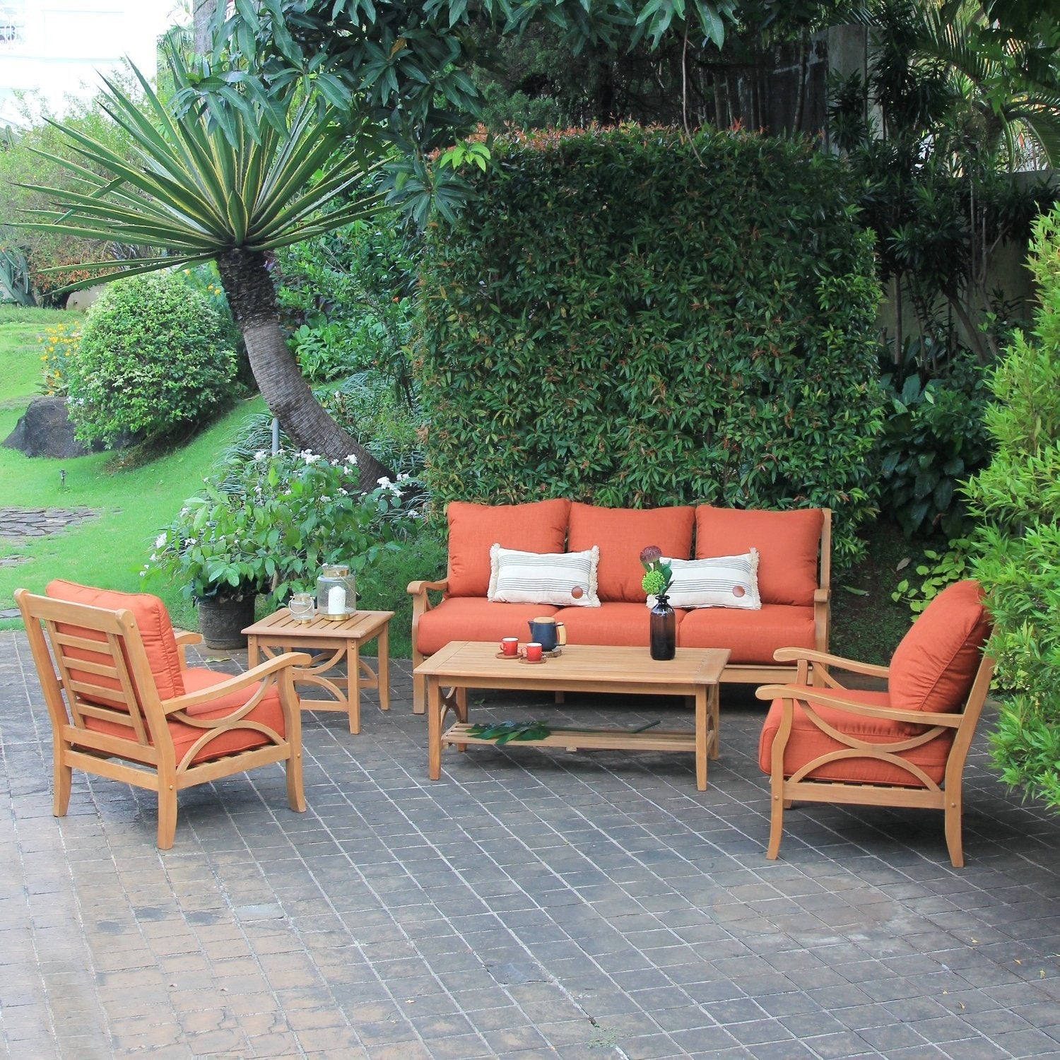 Cambridge Casual Lowell 5-piece Teak Wood Outdoor Conversation Set