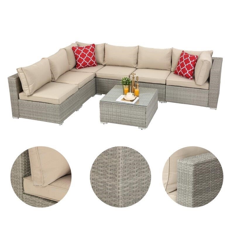Polla Wicker/Rattan 4 - Person Seating Group with Cushions