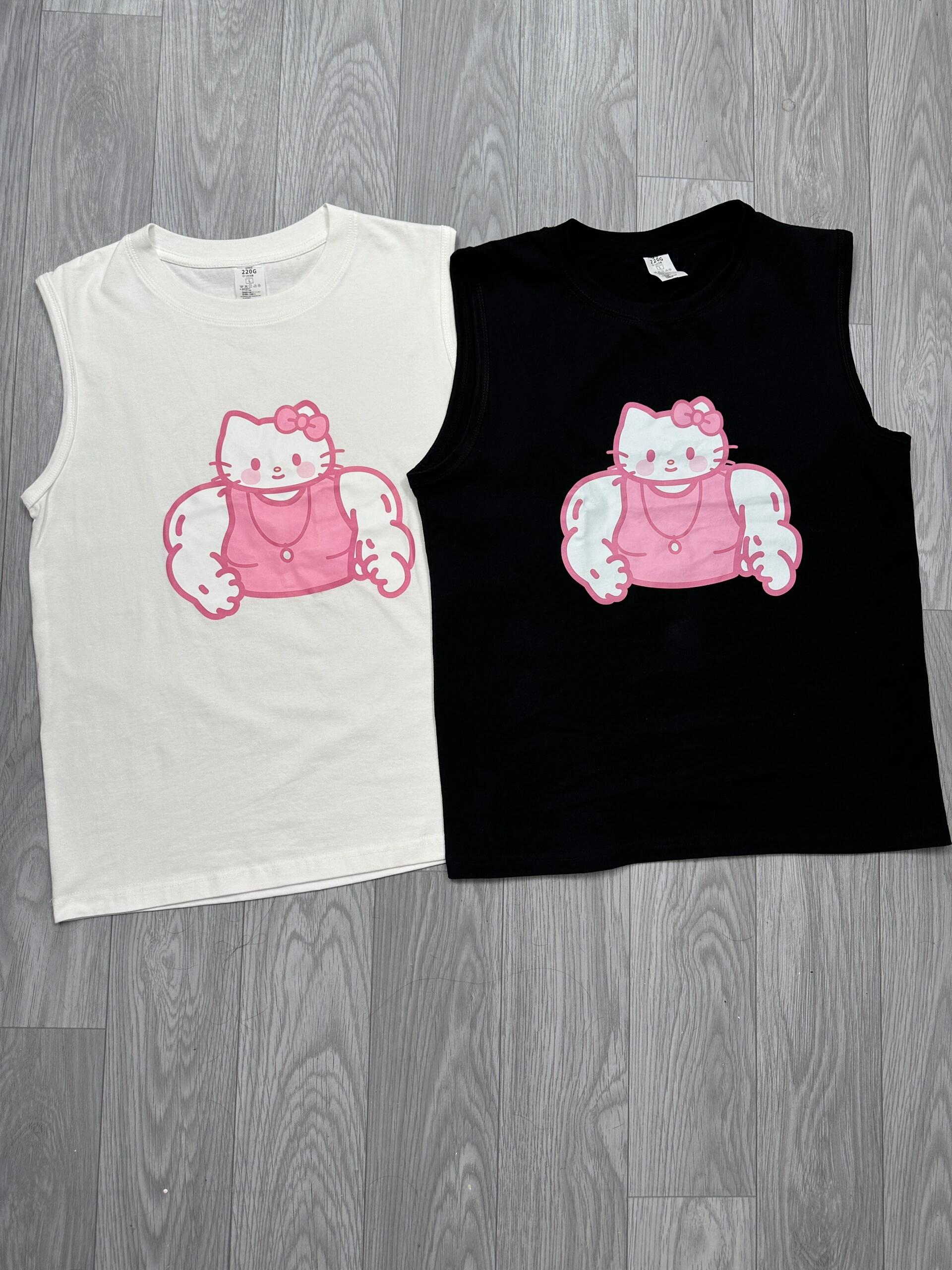 Hellokitty Sleeveless Tank Tops Casual Loose Fit T Shirts