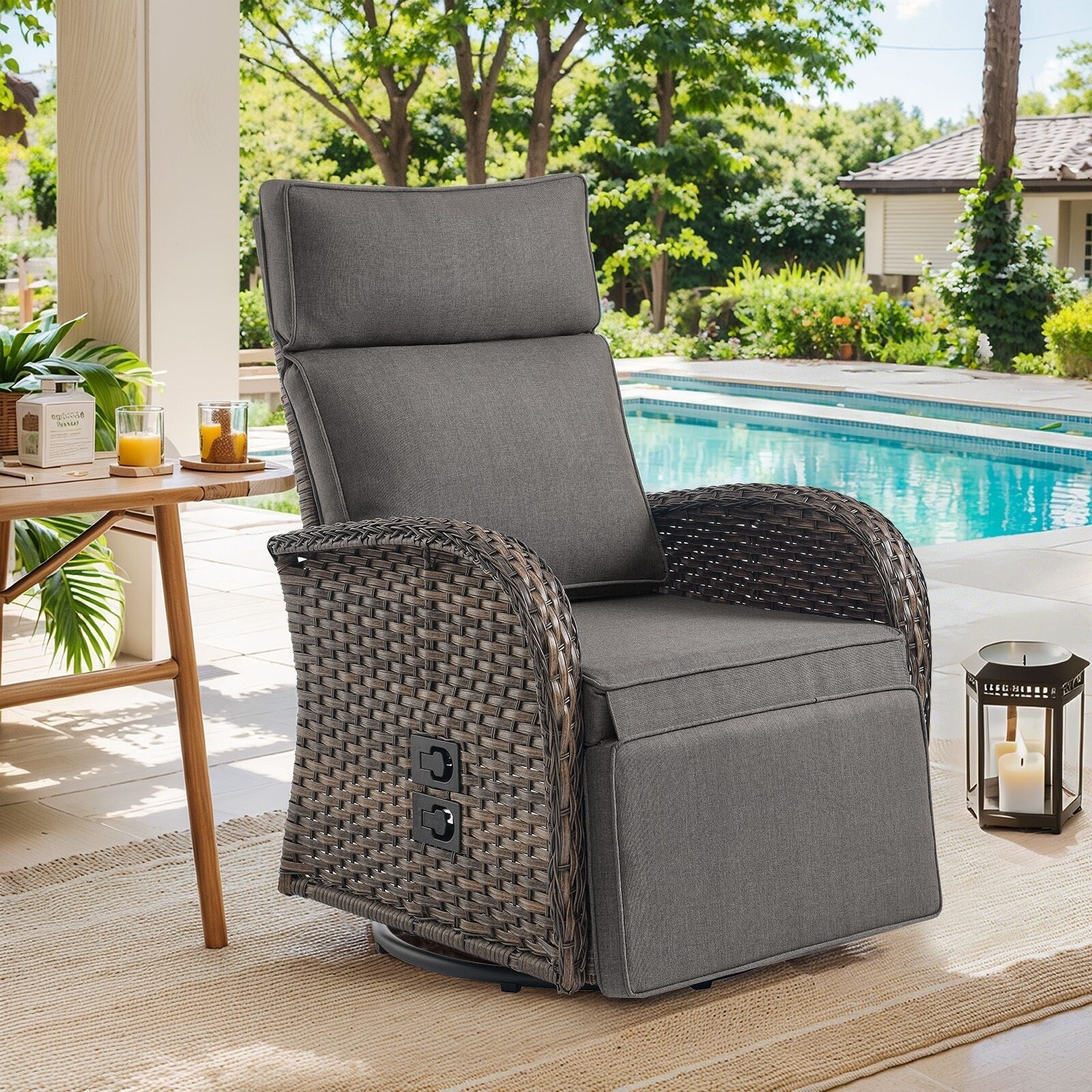 Pocassy Reclining Patio Chair with Adjustable Backrest