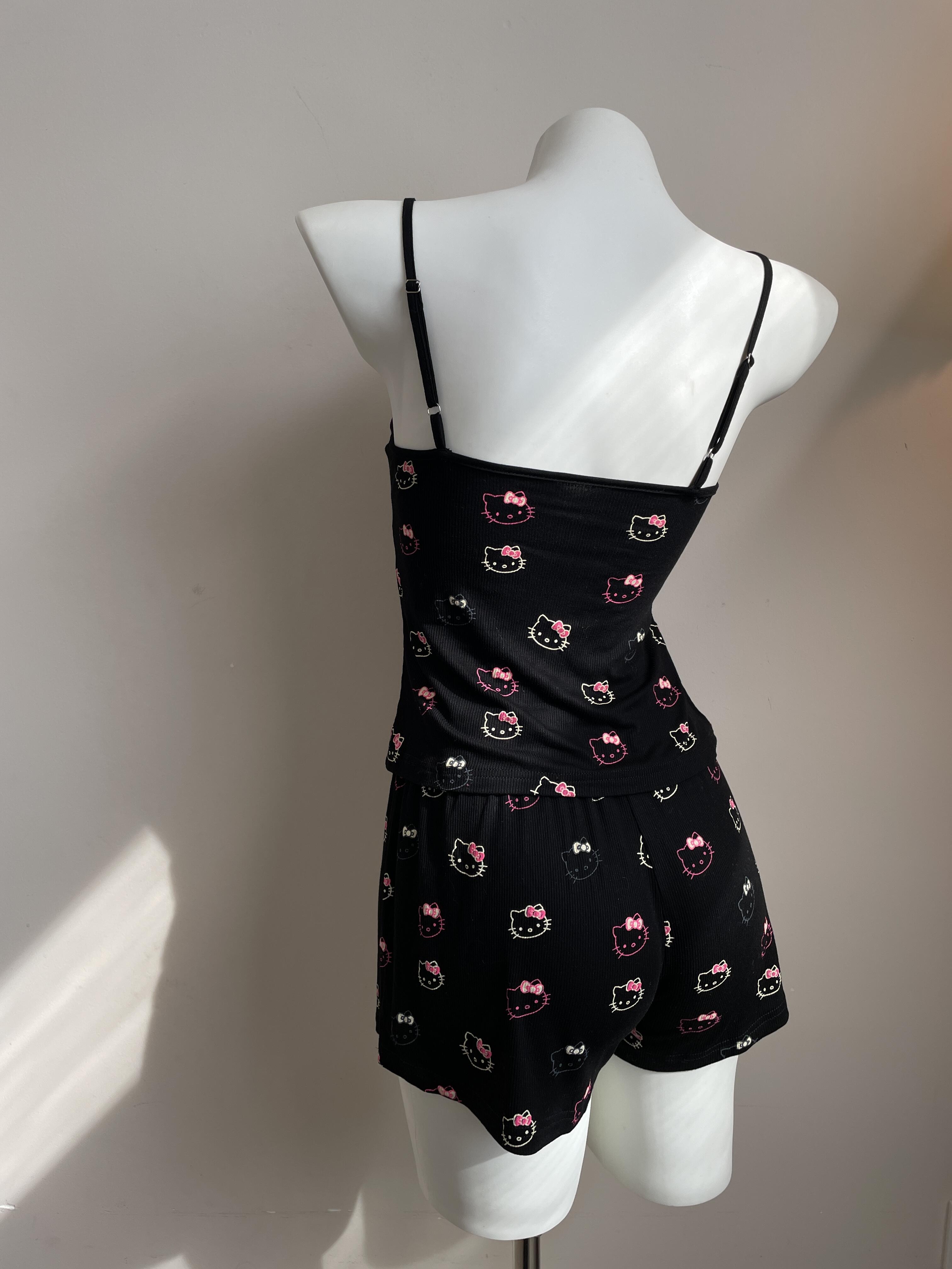 Hellokitty Black Lace Pajama Set 2 Piece