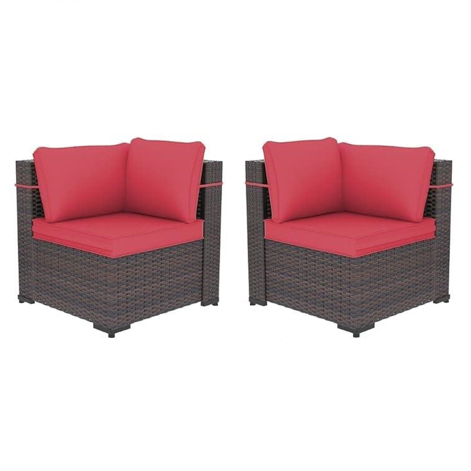 Outdoor Rattan Sectional Sofa Set, Patio Furniture Conversation Set with Fire Pit Table