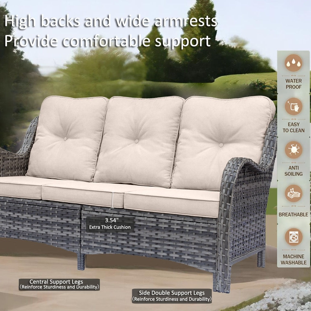 Outdoor Patio Furniture Set-Wicker Patio Conversation Swivel Chair Set