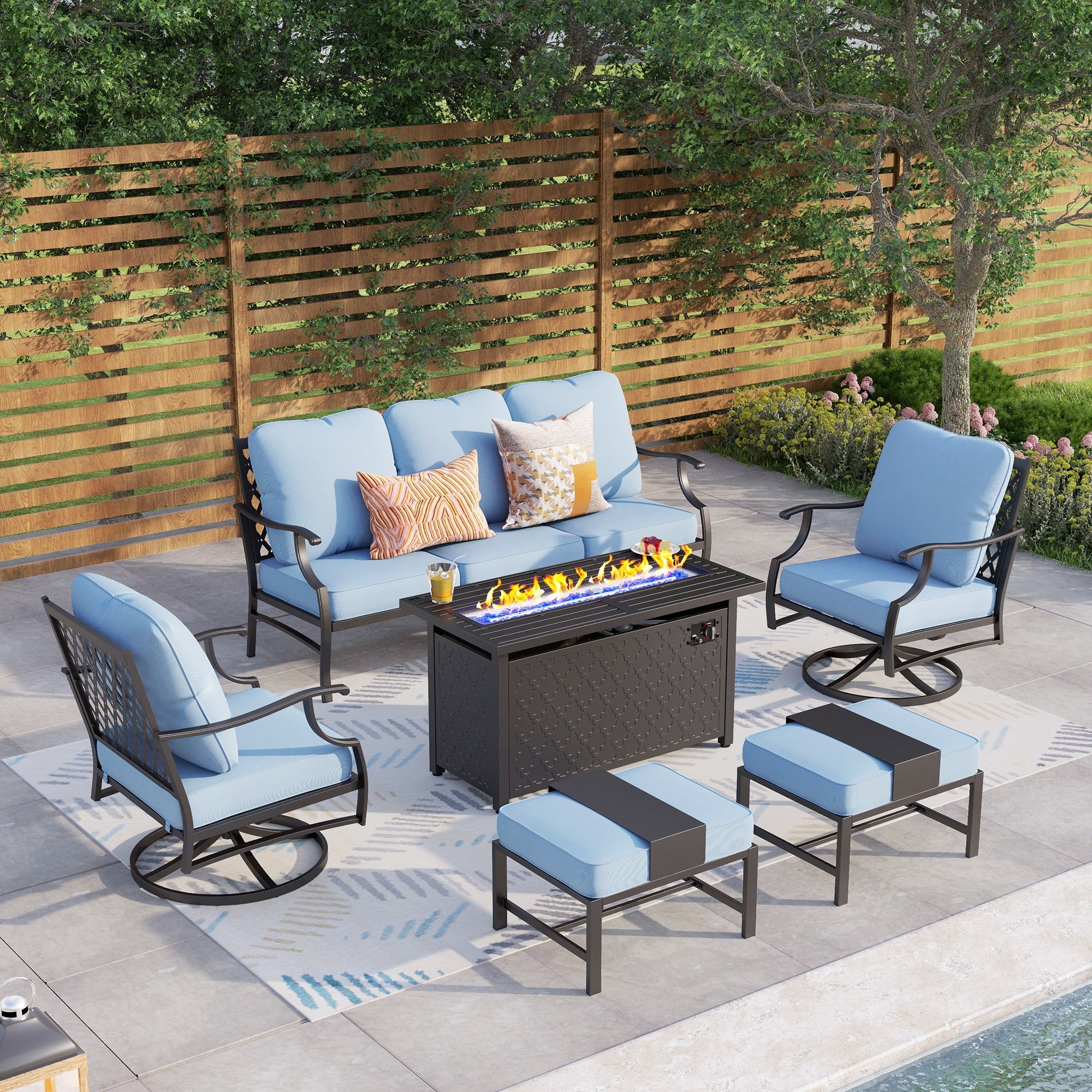 MAISON ARTS Outdoor Sofa Set 4/6-Piece Patio Conversation Set with 45'' Gas Fire Pit Table
