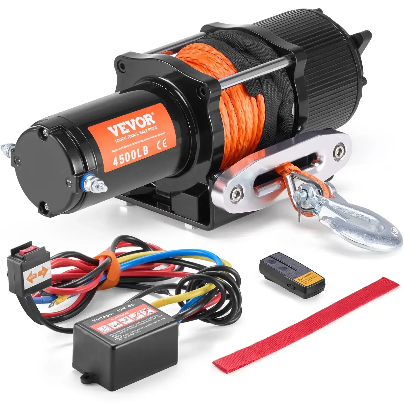 Electric Winch for Truck 6000 lb Synthetic Rope Waterproof Remote Control