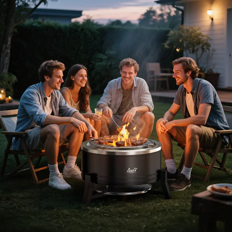 OUTDOORS Smokeless Fire Pit 22/27-Inch with Cooking Grill for Outdoor Use